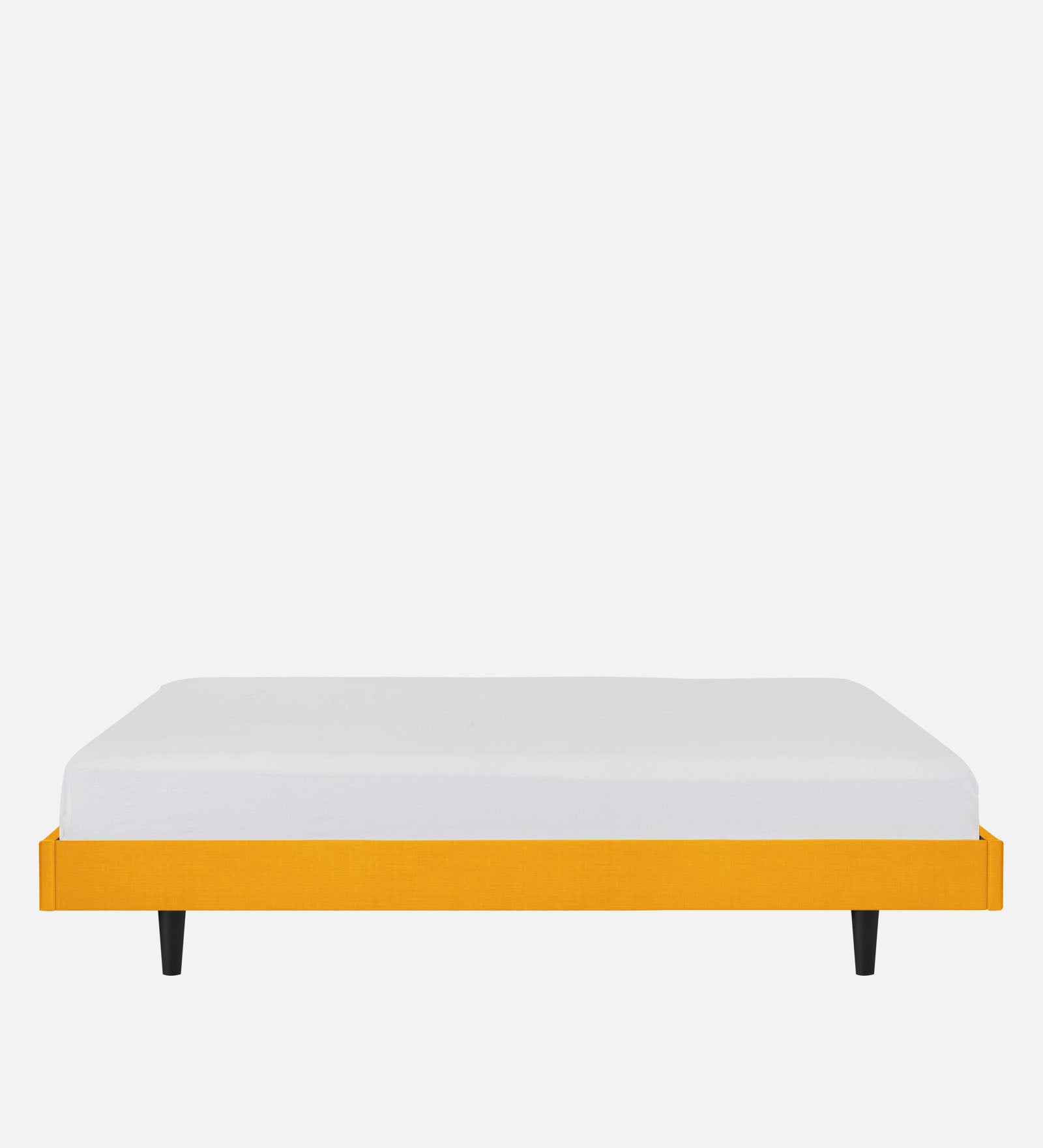 Basi Fabric Queen Size Bed In Bold Yellow Colour - Febonic Living