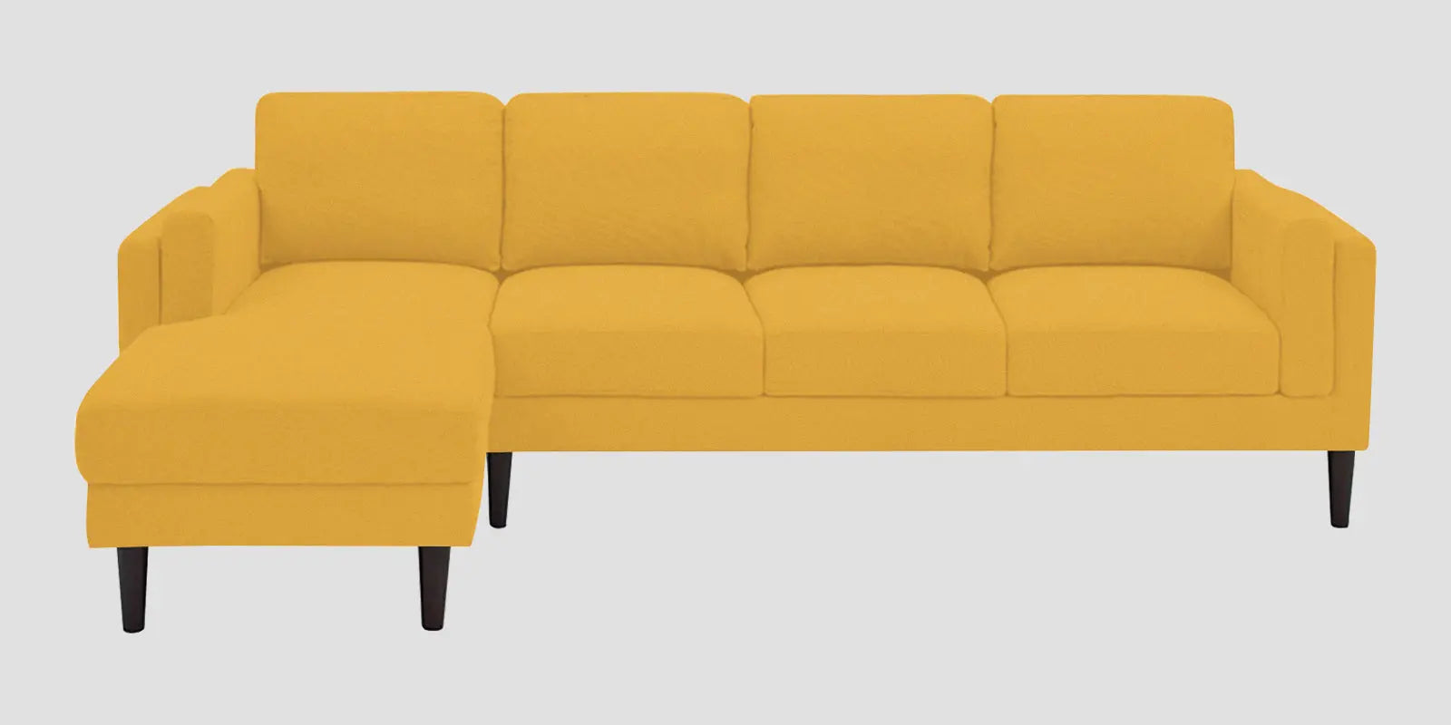 Creata Fabric RHS Sectional Sofa (3+Lounger) In Bold Yellow Colour Febonic Living