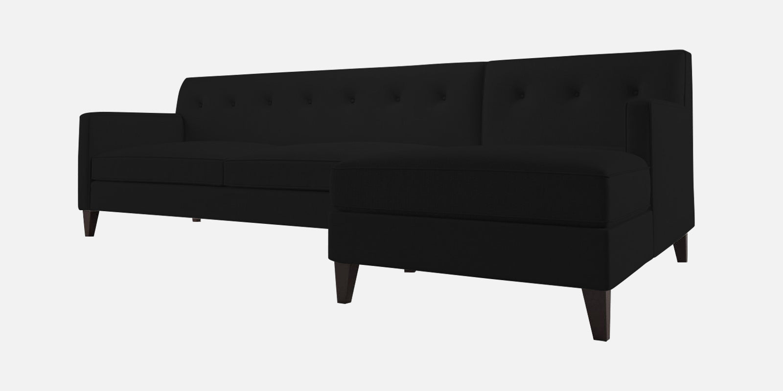 Miller Fabric LHS Sectional Sofa (3+Lounger) In Zed Black Colour - Febonic Living