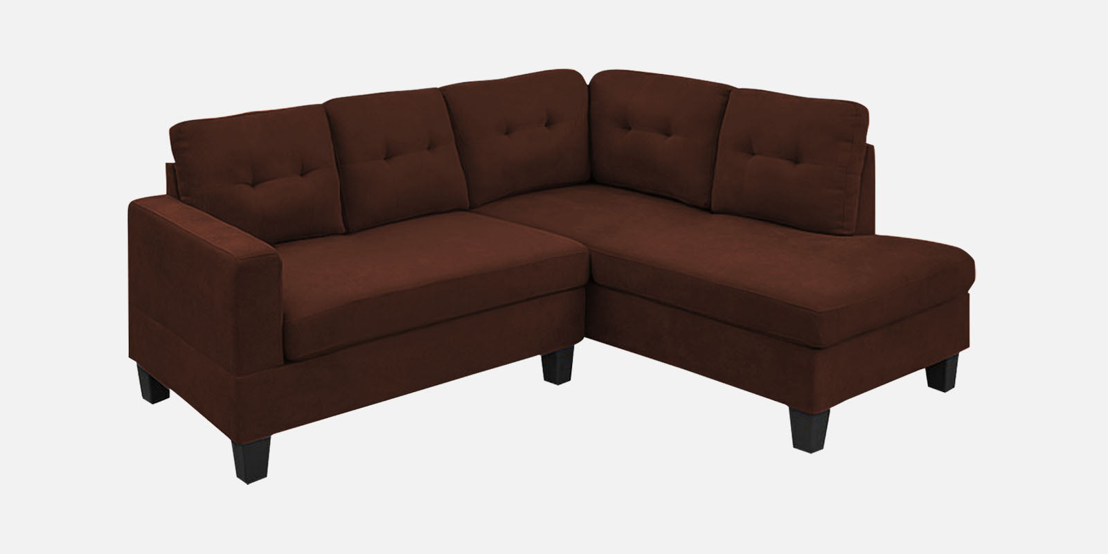 Thomas Fabric LHS Sectional Sofa (2+Lounger) In Coffee Brown Colour - Febonic Living