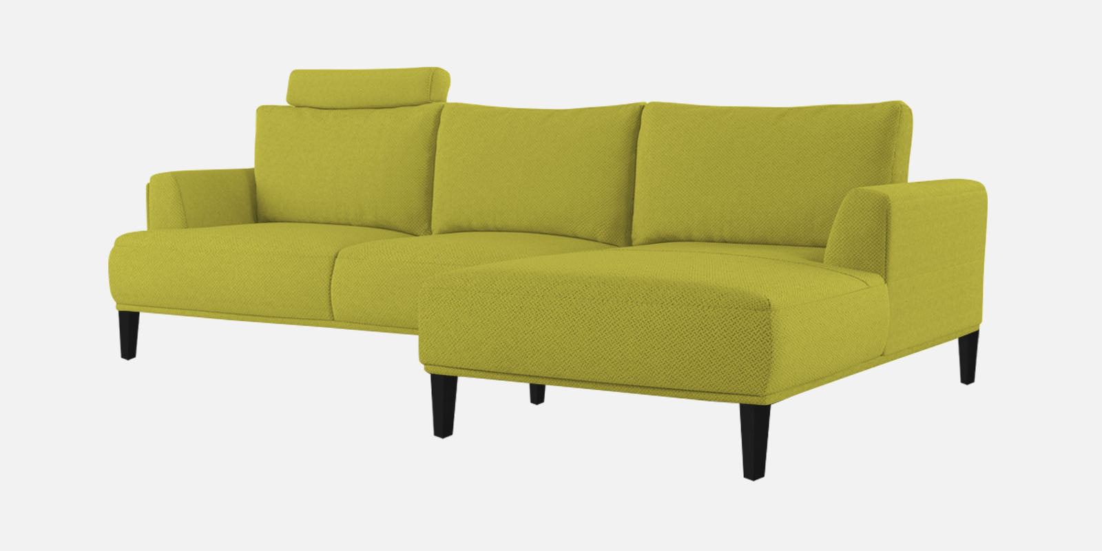 Como Fabric RHS Sectional Sofa (3+Lounger) In Parrot Green Colour - Febonic Living