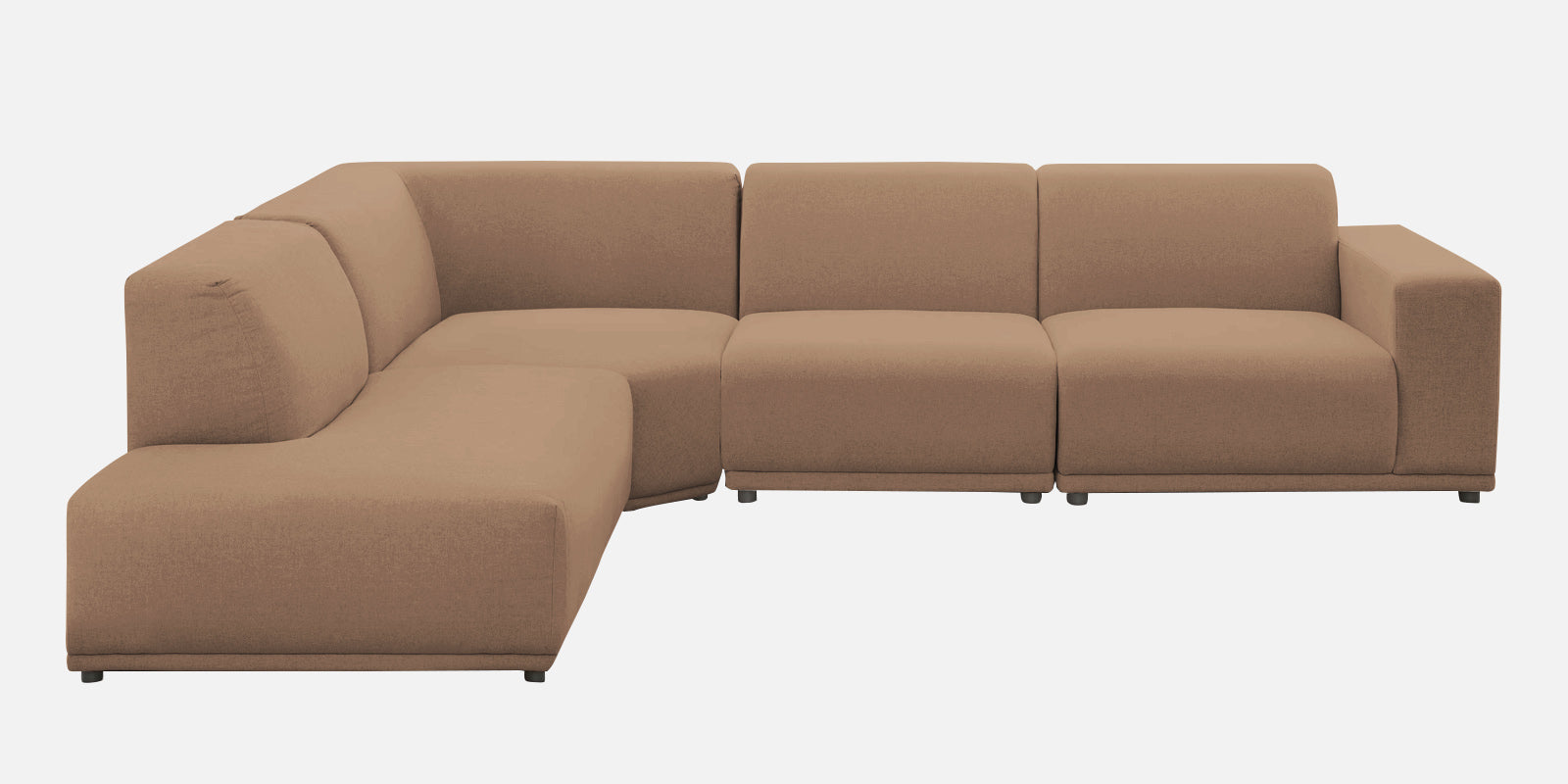 Adam Fabric LHS Sectional Sofa (3+Ottoman Lounger) In Cookie Beige Colour - Febonic Living
