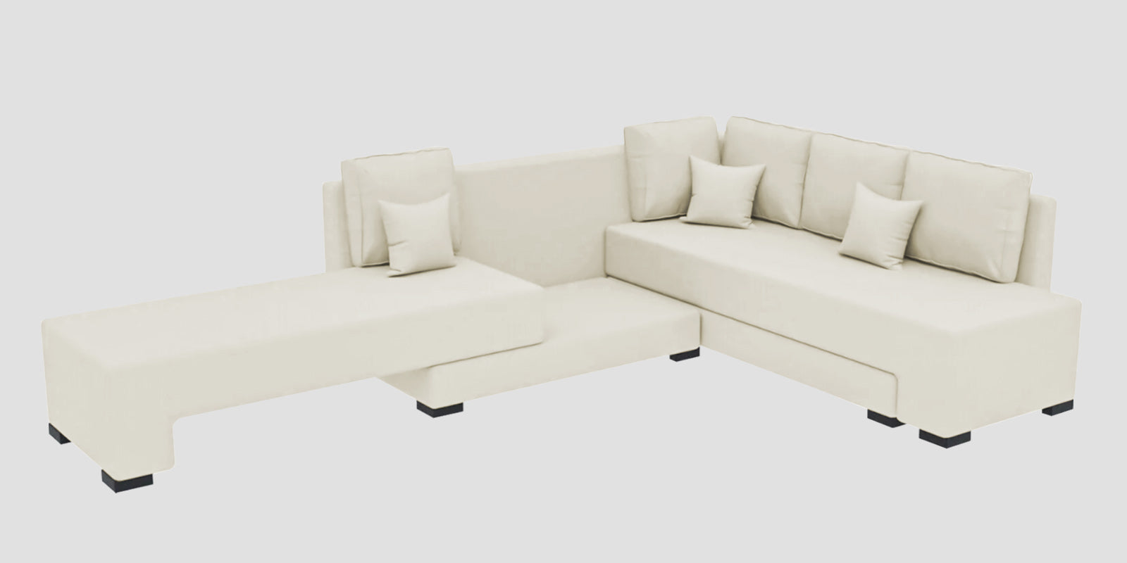 Corby Velvet RHS 6 Seater Convertible Sofa Cum Bed In Warm White Colour - Febonic Living
