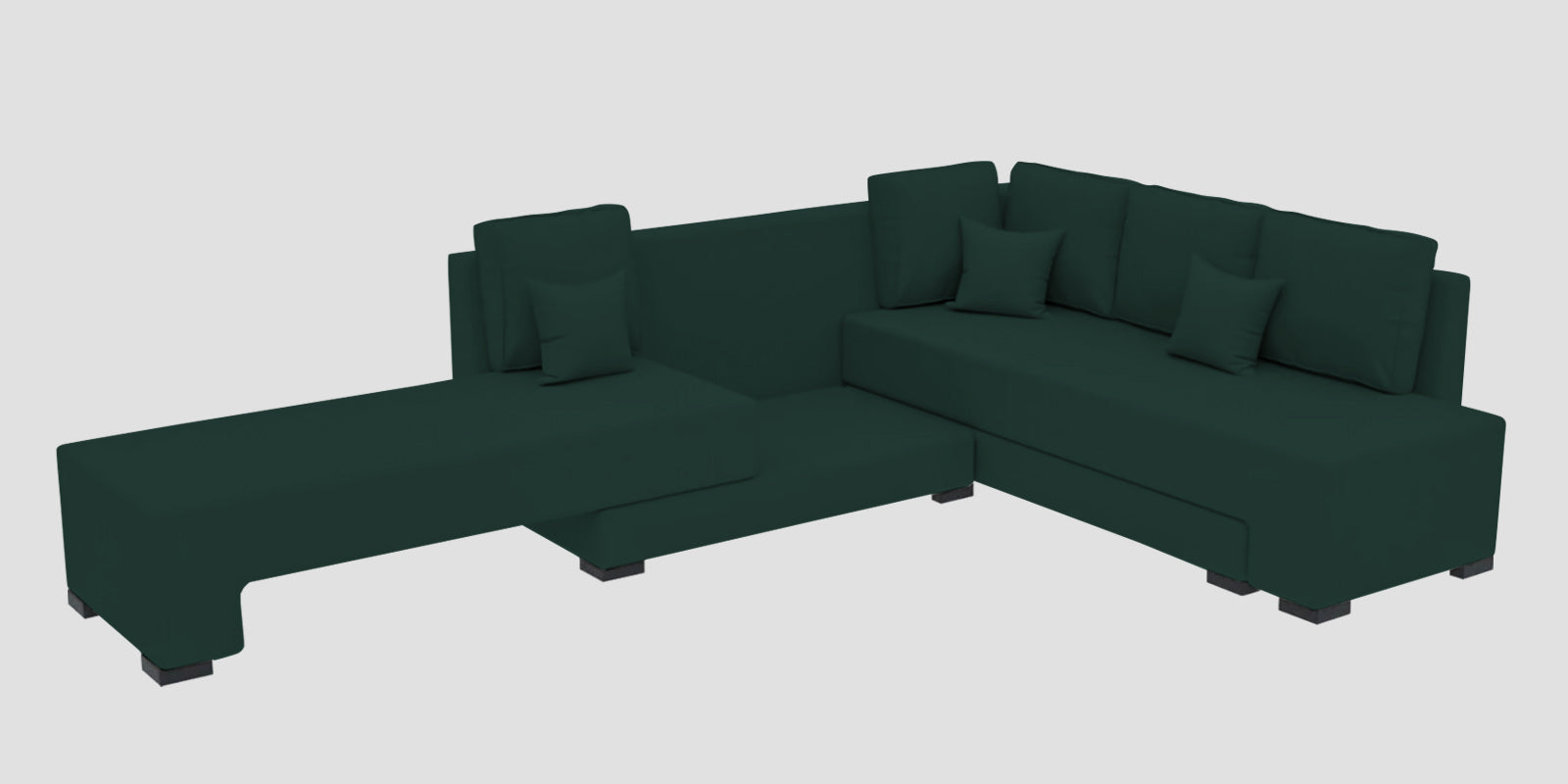 Corby Velvet RHS 6 Seater Convertible Sofa Cum Bed In Forest Green Colour - Febonic Living