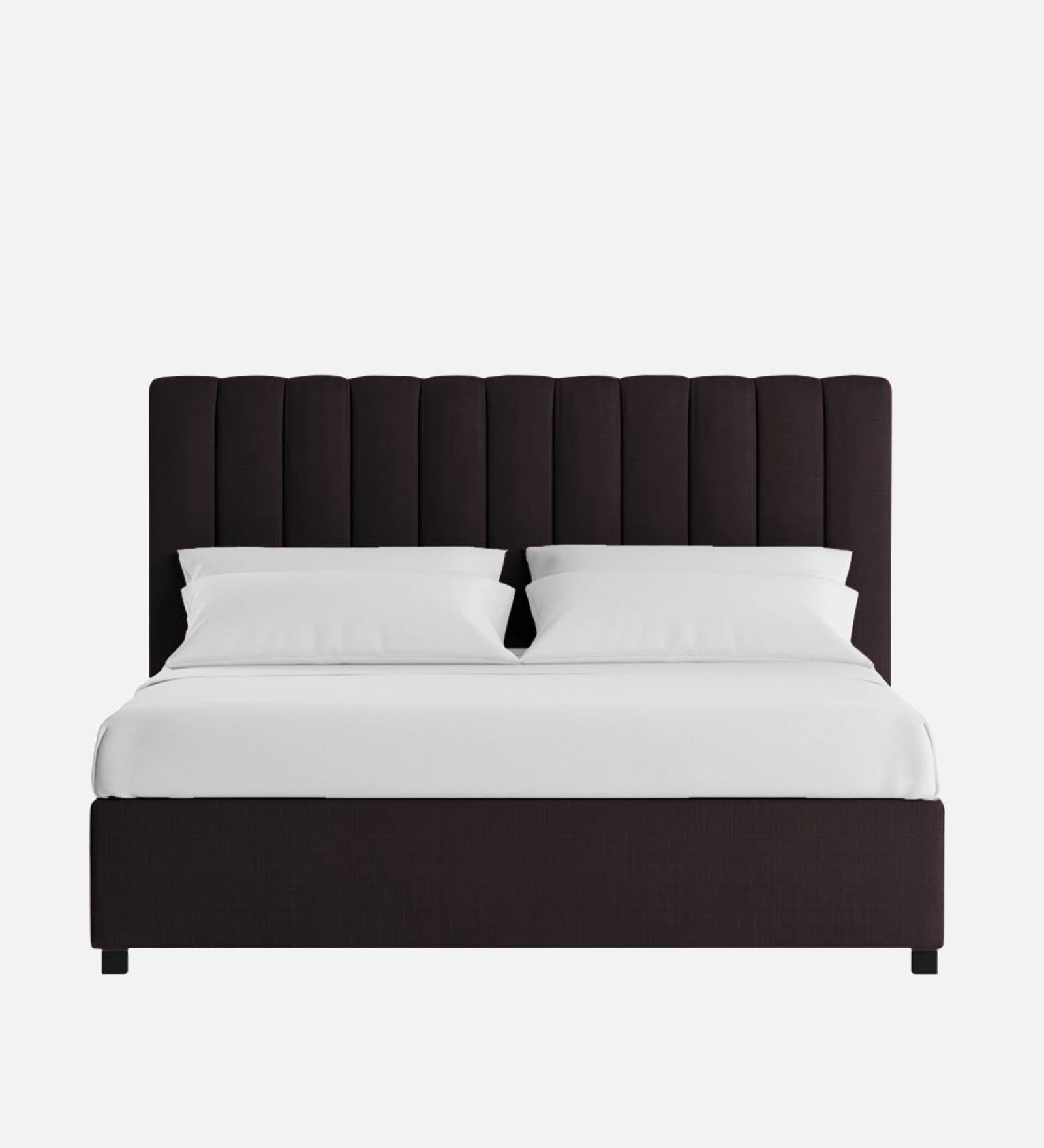 Nivi Fabric Upholstered King Size Bed In Cara Brown Colour With Drawer Storage - Febonic Living