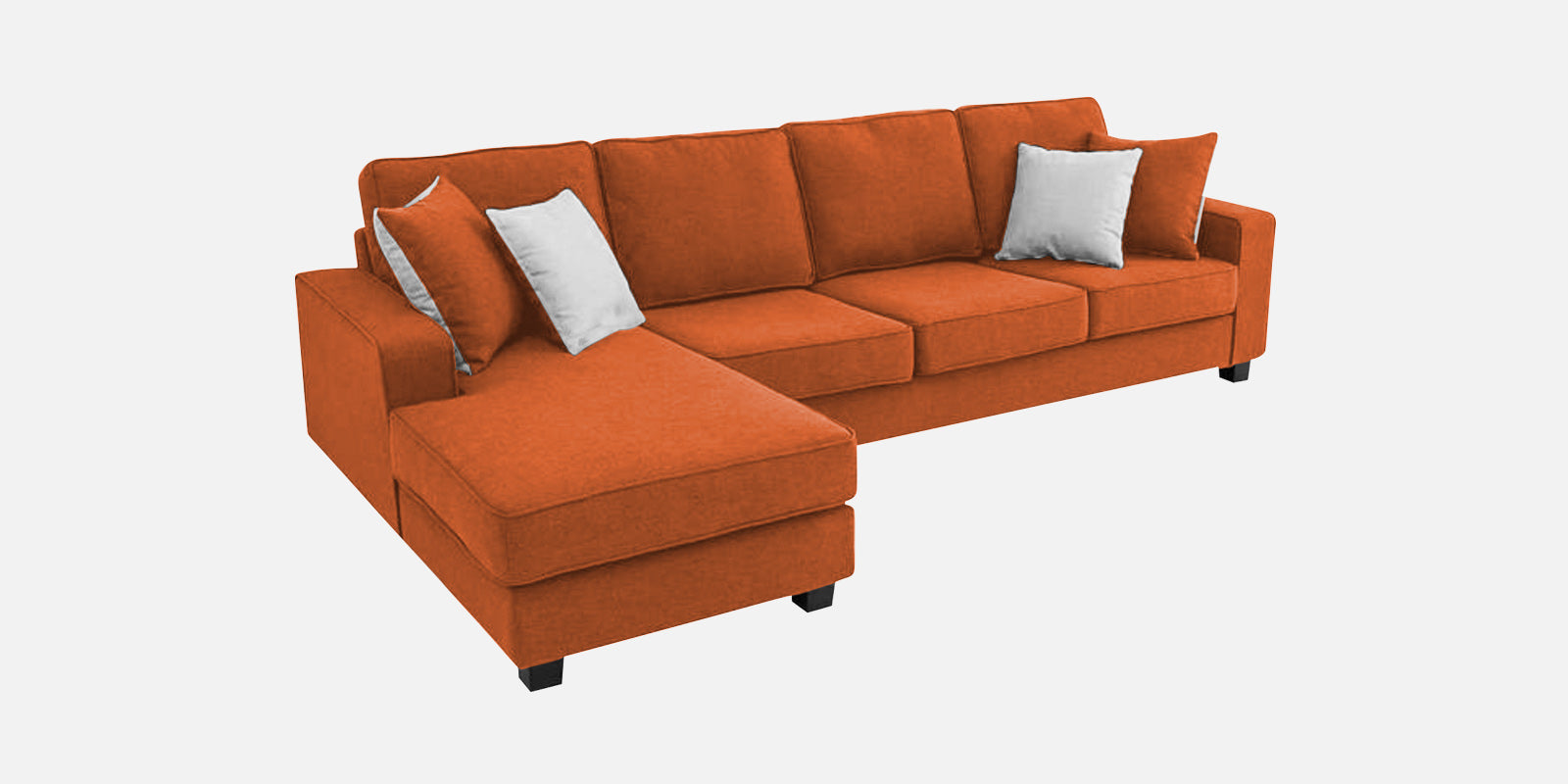 Ladybug Fabric RHS Sectional Sofa (3+Lounger) In Vivid Orange Colour - Febonic Living