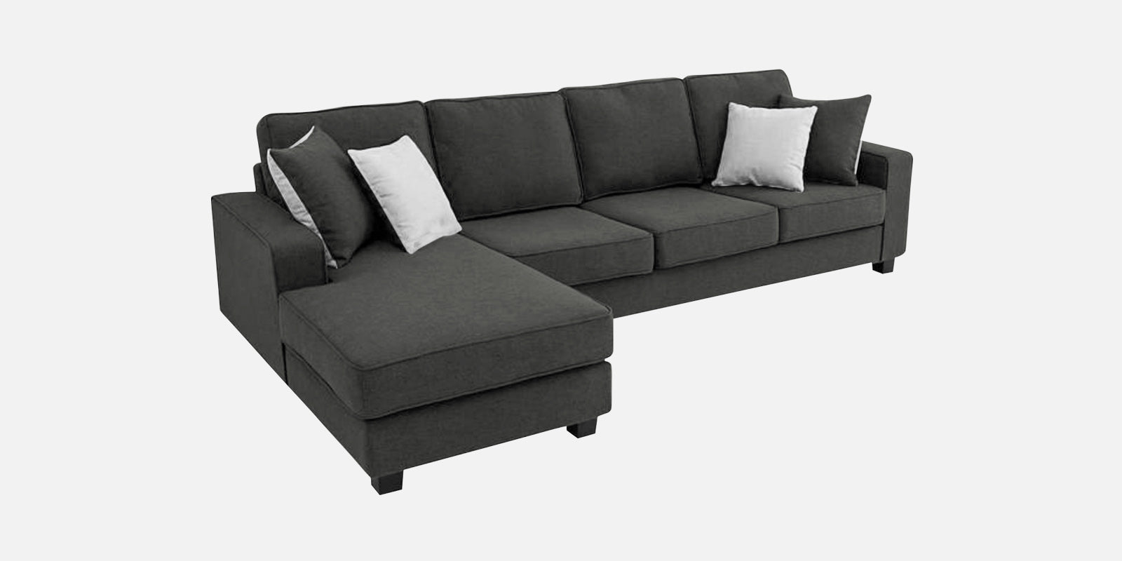 Ladybug Fabric RHS Sectional Sofa (3+Lounger) In Charcoal Grey Colour - Febonic Living