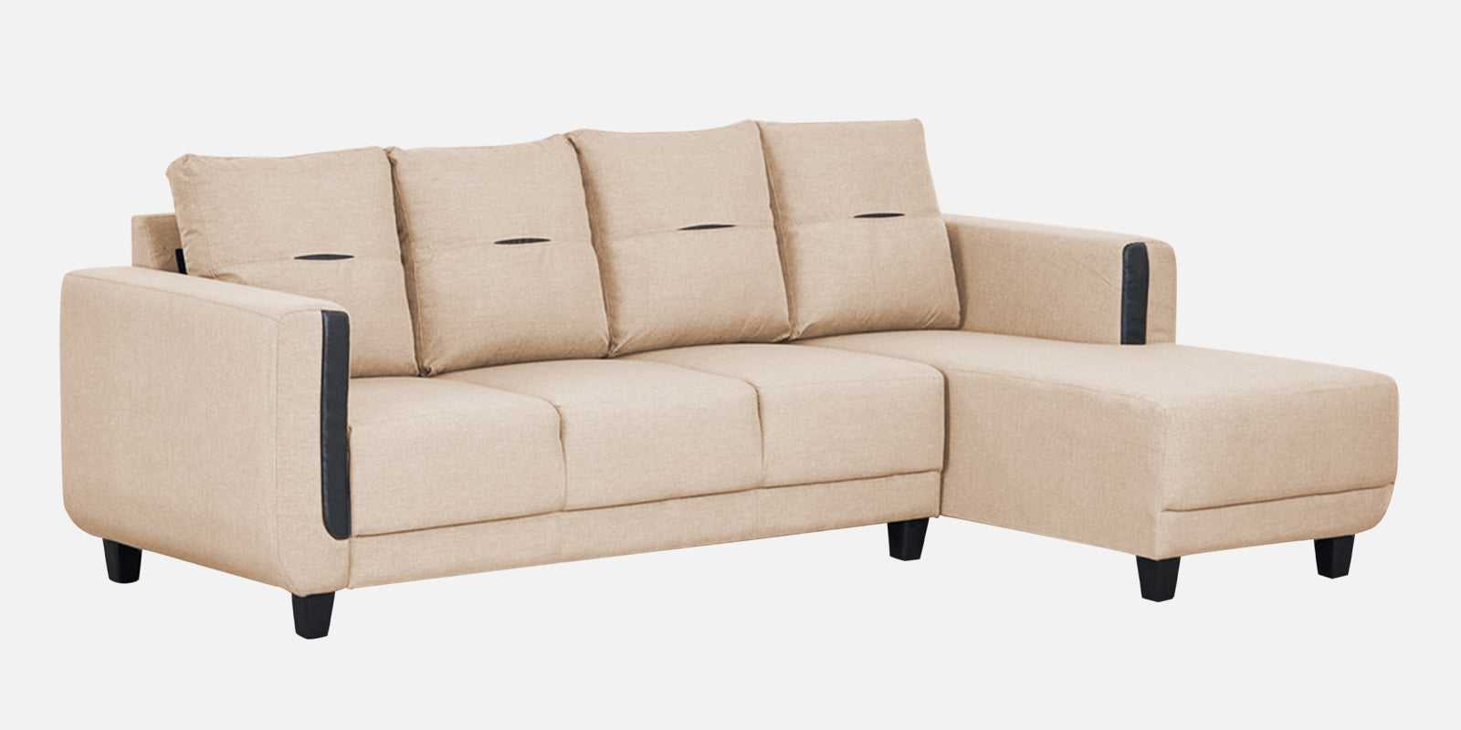 Perry Fabric LHS Sectional Sofa (3+Lounger) In Woom Beige Colour - Febonic Living