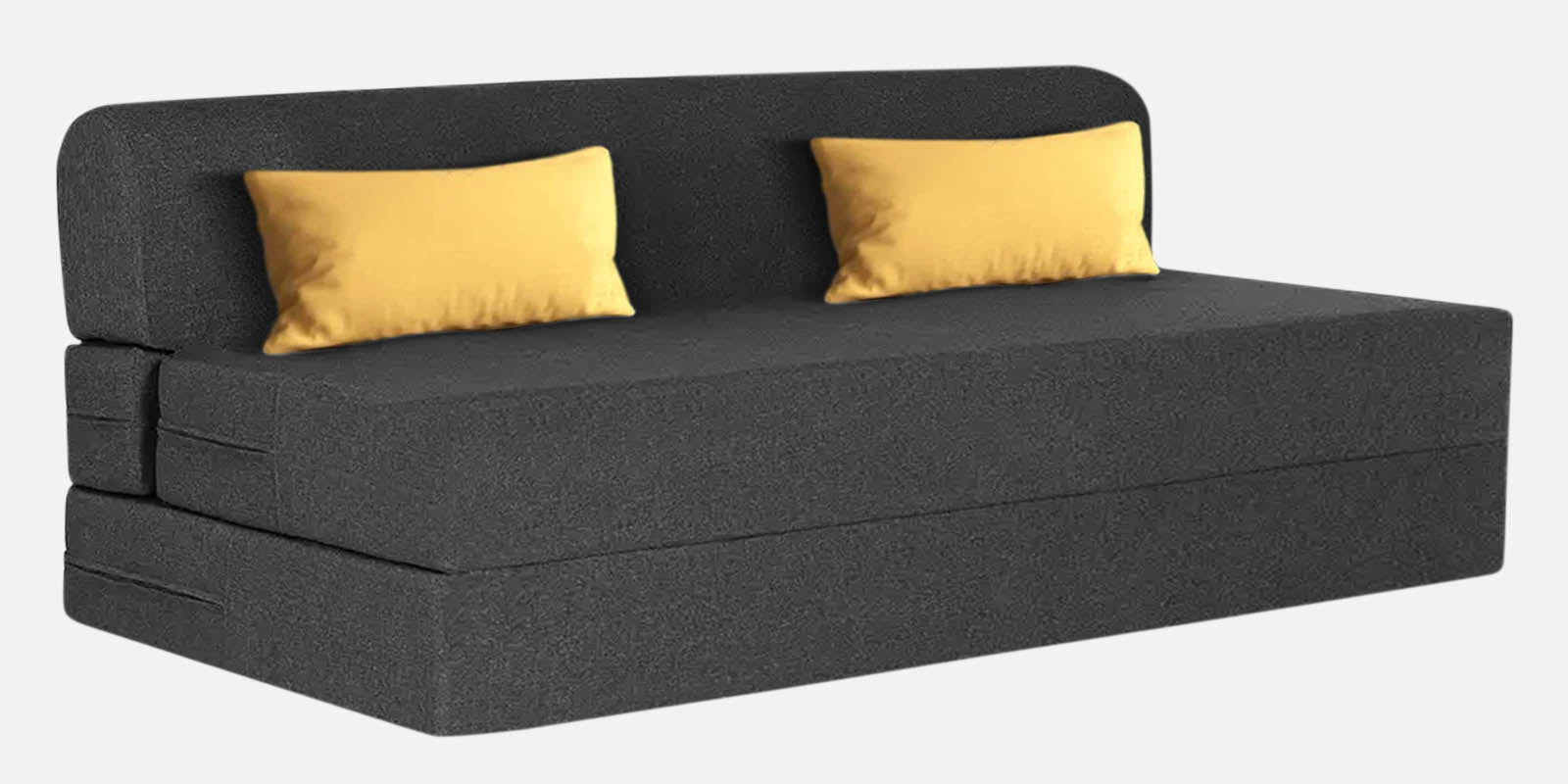 Fleepy Fabric 3 Seater Foldable Sofa Cum Bed In Charcoal Grey Colour - Febonic Living