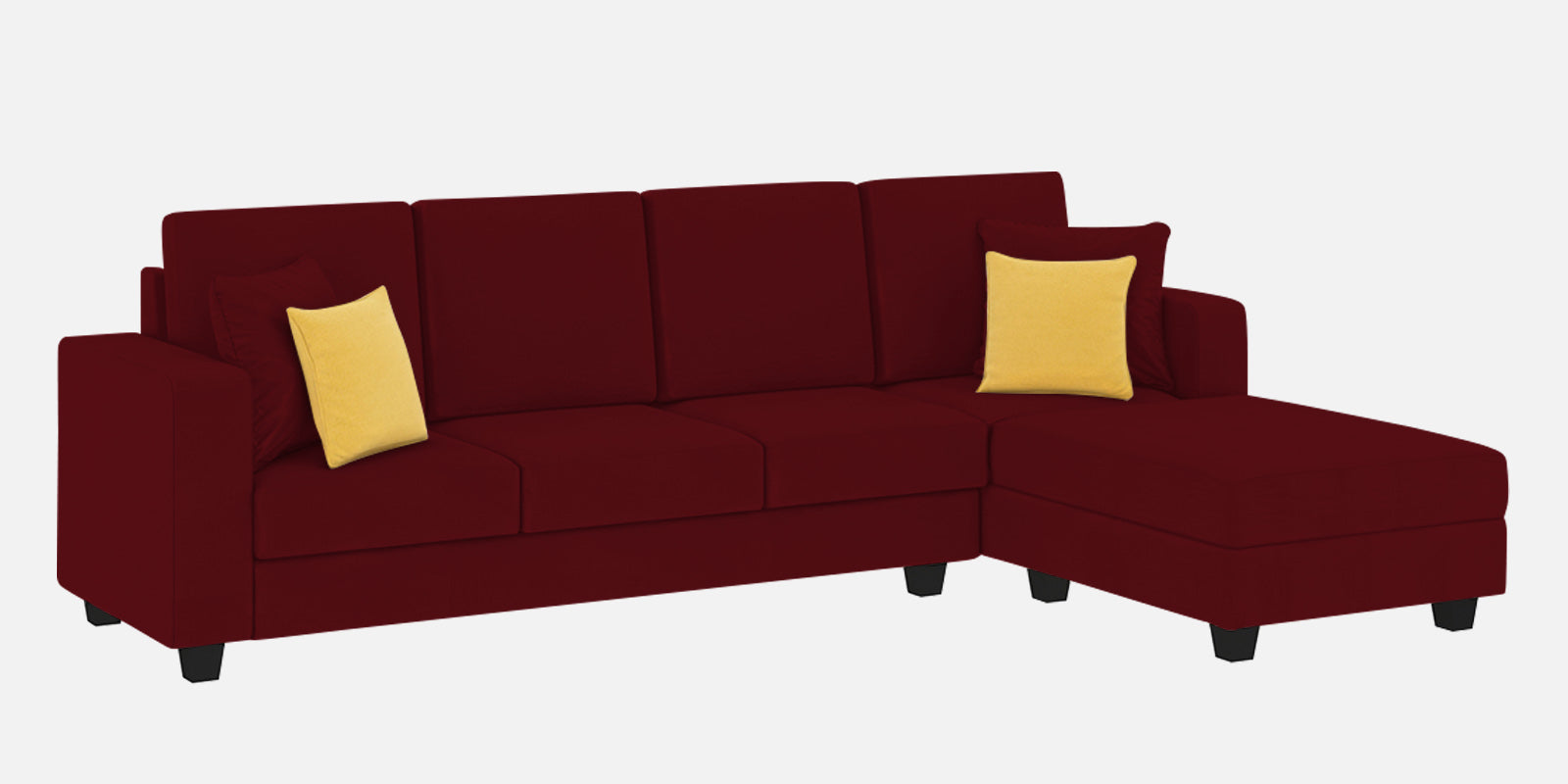 Nabi Fabric LHS Sectional Sofa (3+Lounger) In Ruby Red Colour - Febonic Living