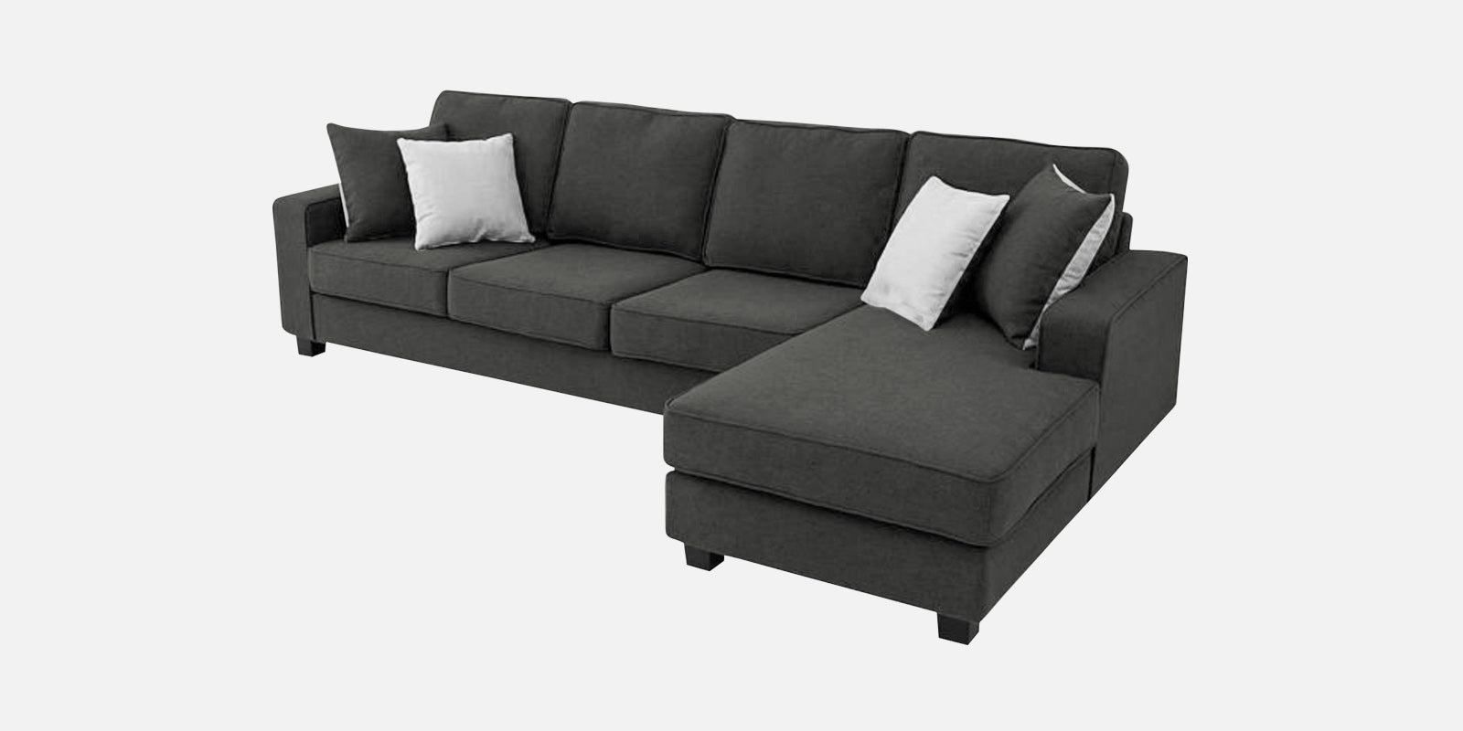 Ladybug Fabric LHS Sectional Sofa (3+Lounger) In Charcoal Grey Colour - Febonic Living