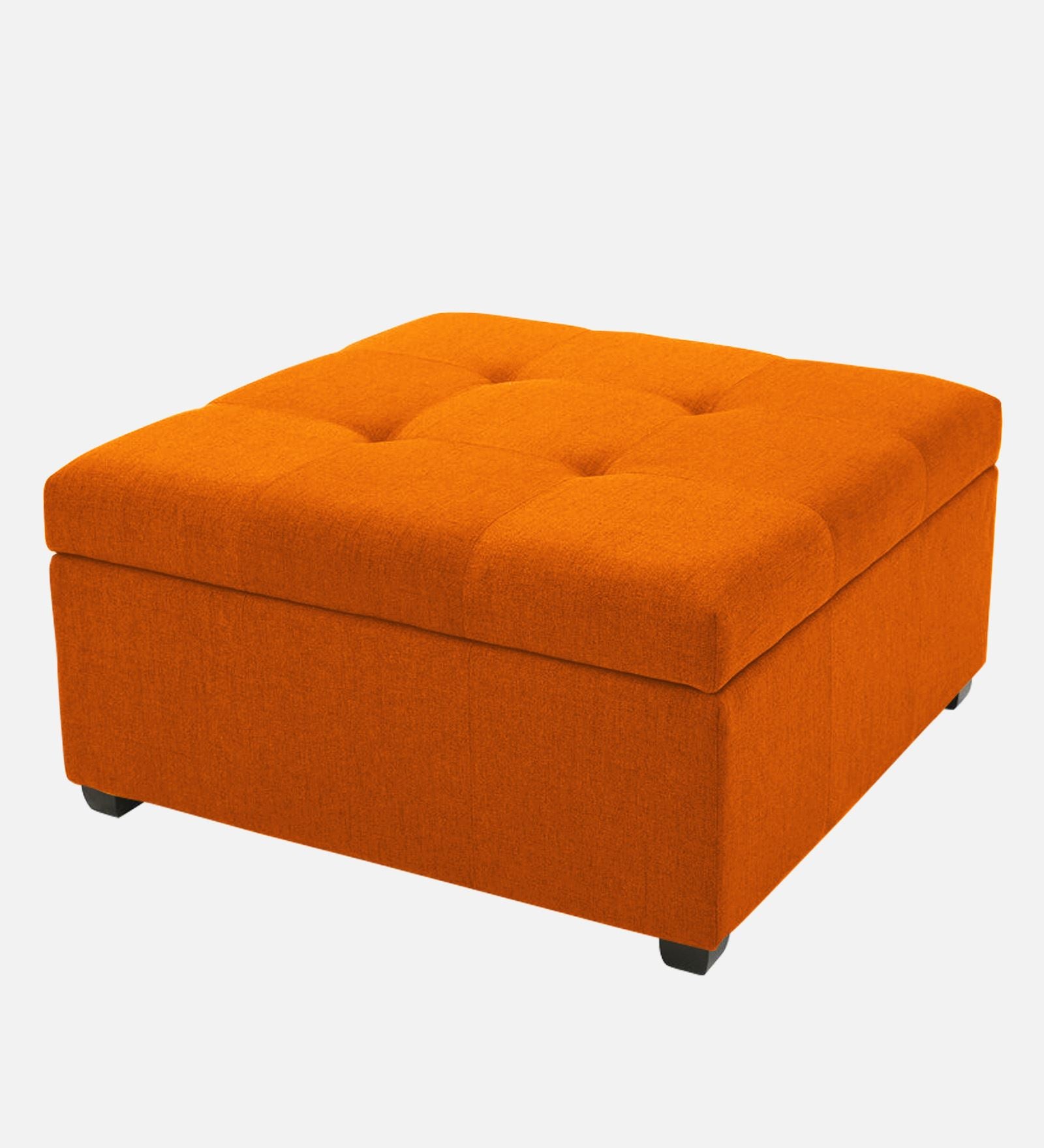 Balkan Fabric Pouffe In Vivid Orange Colour - Febonic Living
