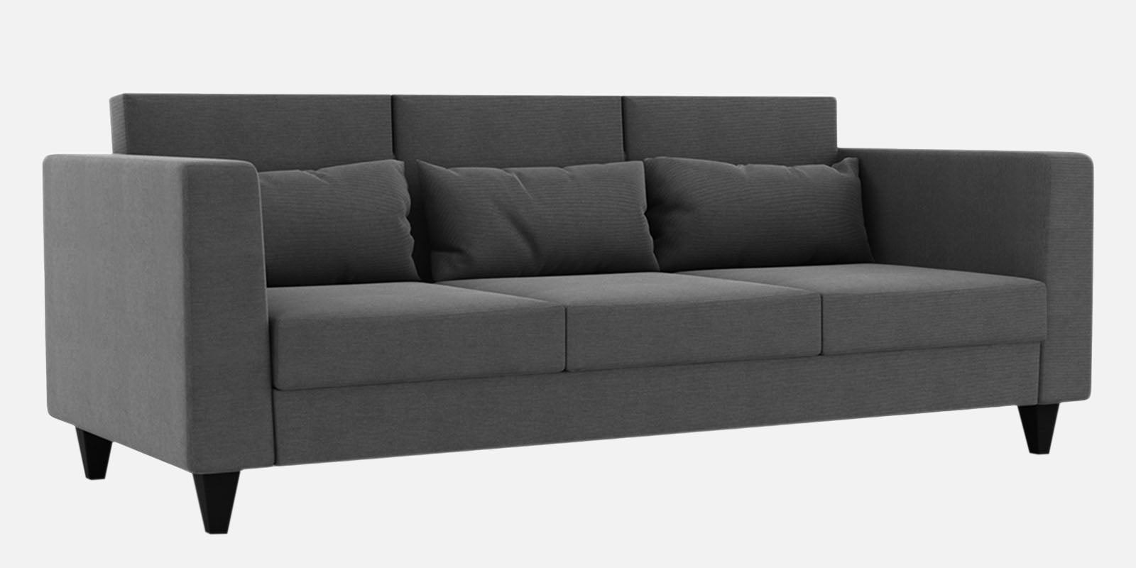 Nipul Fabric 3 Seater Sofa In Charcoal Grey Colour - Febonic Living