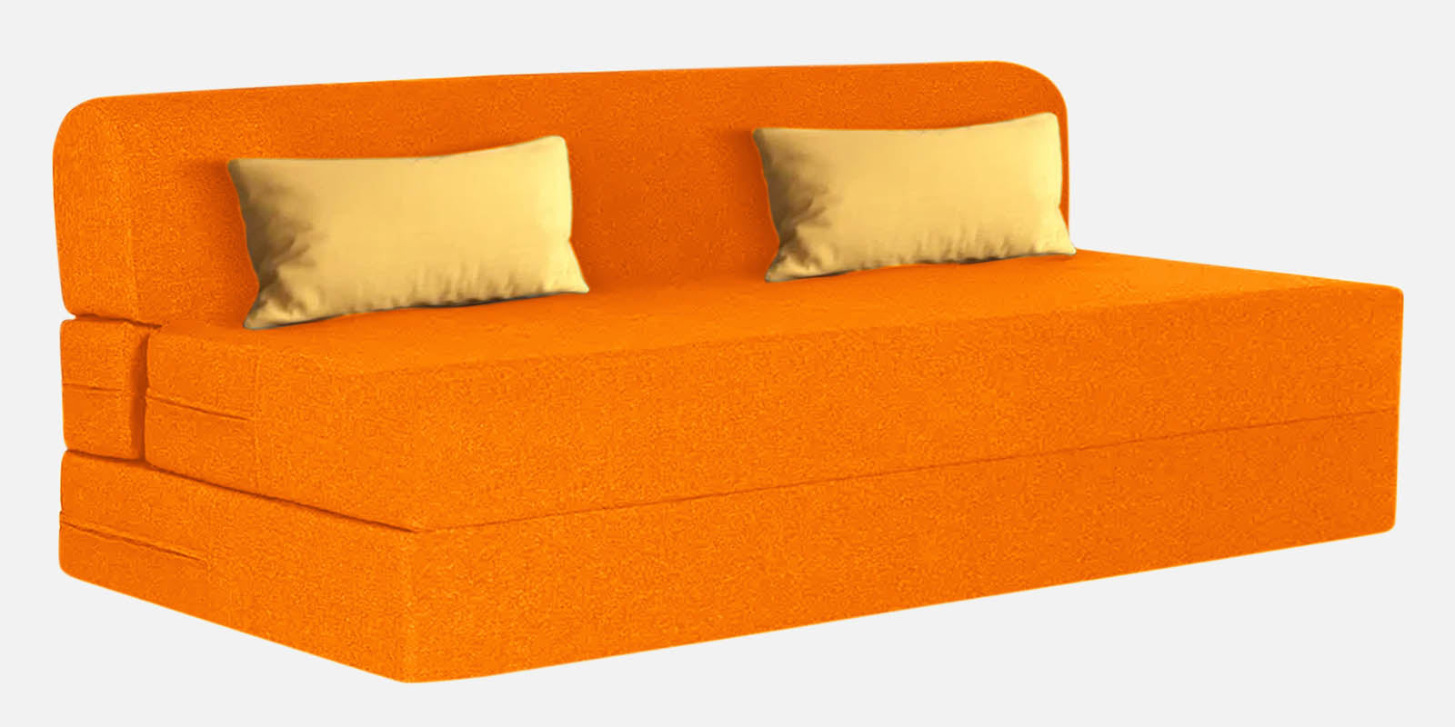 Fleepy Fabric 3 Seater Foldable Sofa Cum Bed In Vivid Orange Colour - Febonic Living