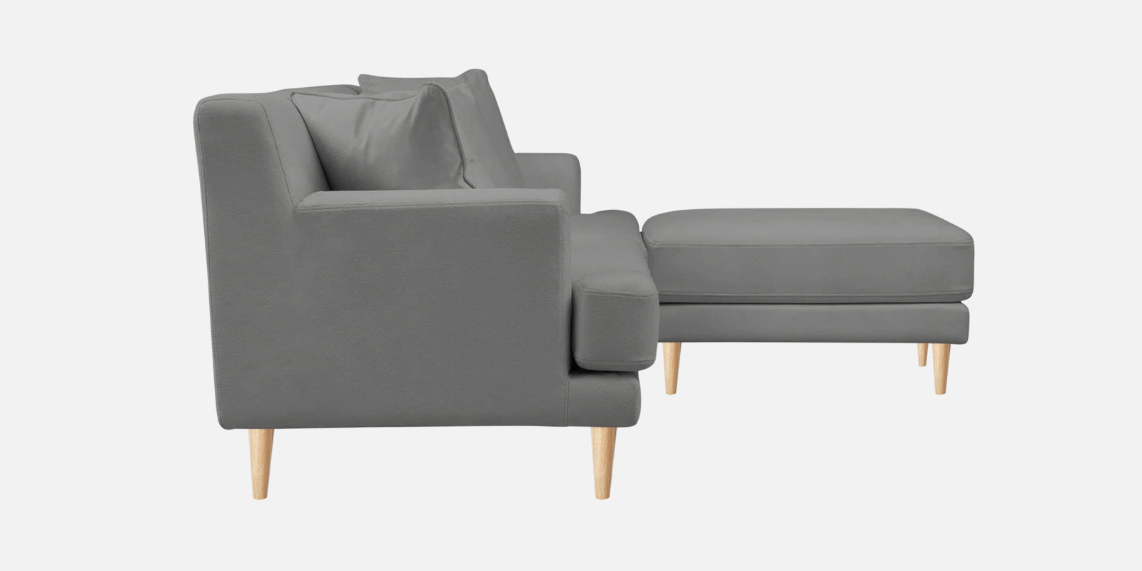 Woody Fabric LHS Sectional Sofa (3+Lounger) In Smoke Grey Colour - Febonic Living