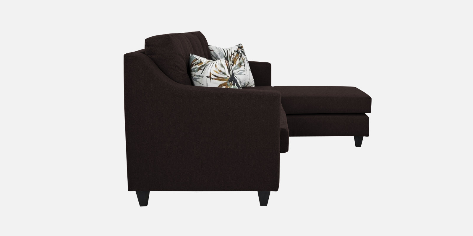 Welly Fabric LHS Sectional Sofa (2+Lounger) In Dark Brown Colour - Febonic Living