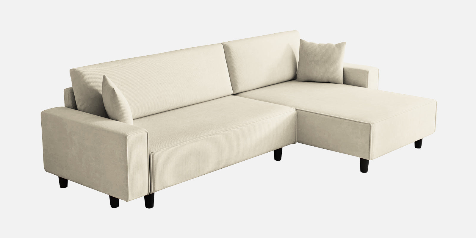 Peach Fabric RHS 6 Seater Sofa Cum Bed With Storage In Ivory Cream Colour - Febonic Living