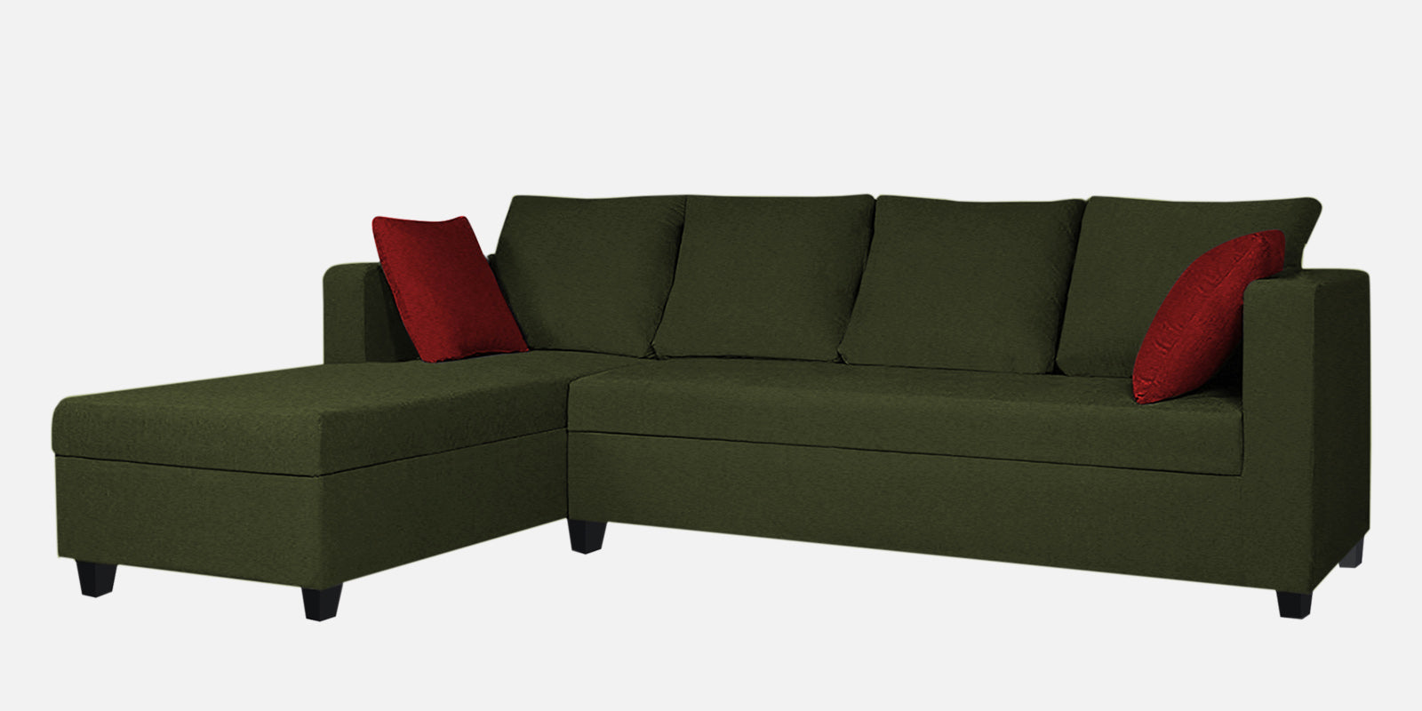 Nebula Fabric RHS Sectional Sofa (3+Lounger) In Olive Green Colour - Febonic Living