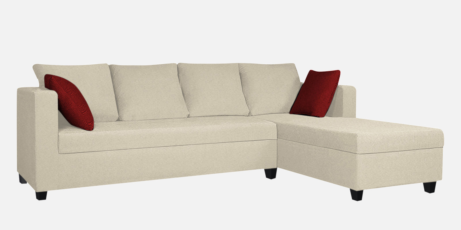 Nebula Fabric LHS Sectional Sofa (3+Lounger) In Ivory Cream Colour - Febonic Living