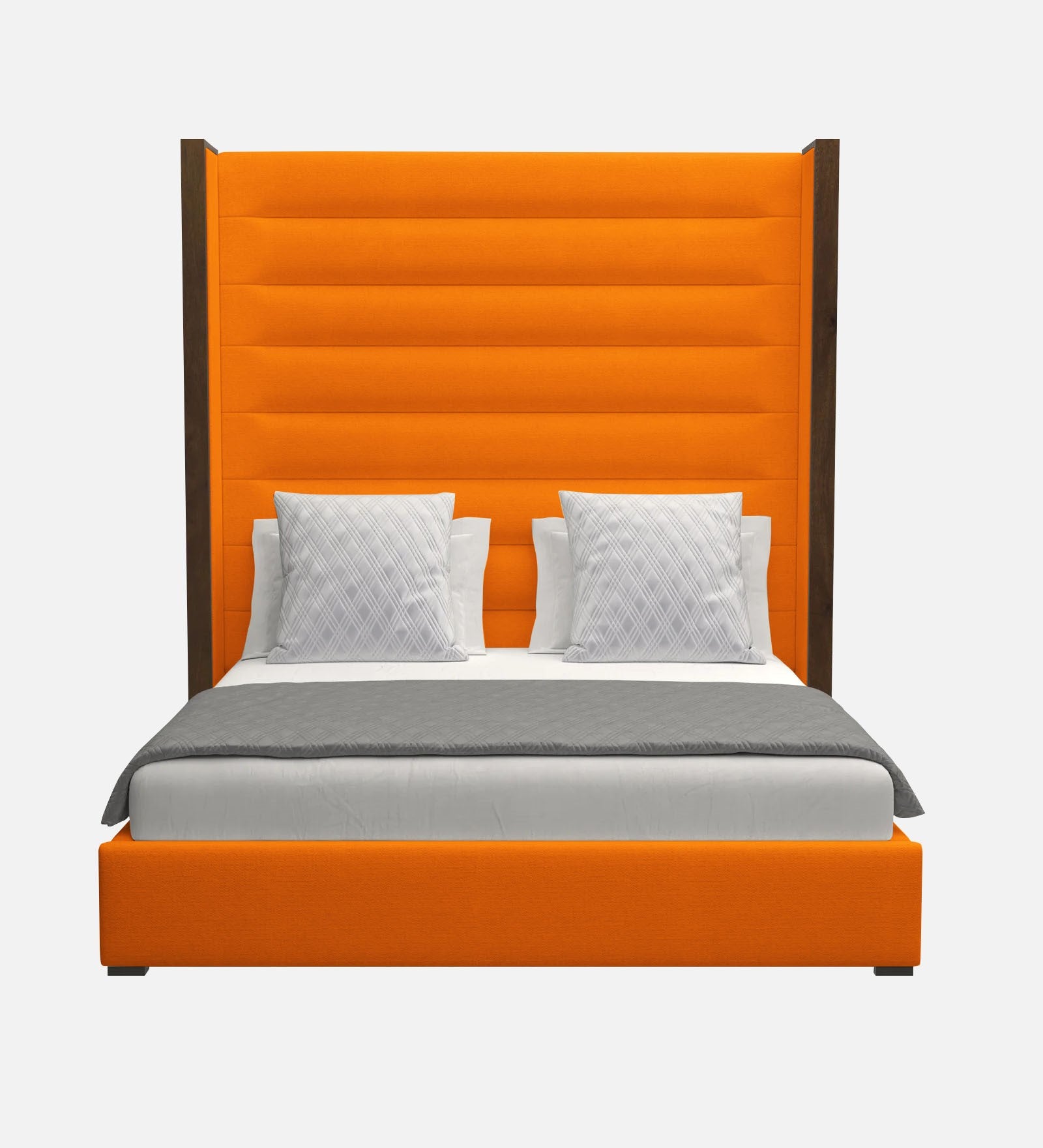 Sunny Fabric King Size Bed In Vivid Orange Colour - Febonic Living