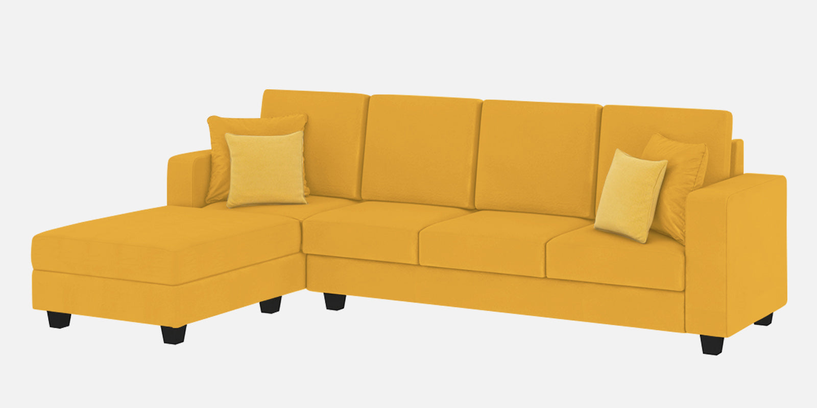 Nabi Fabric RHS Sectional Sofa (3+Lounger) In Bold Yellow Colour - Febonic Living