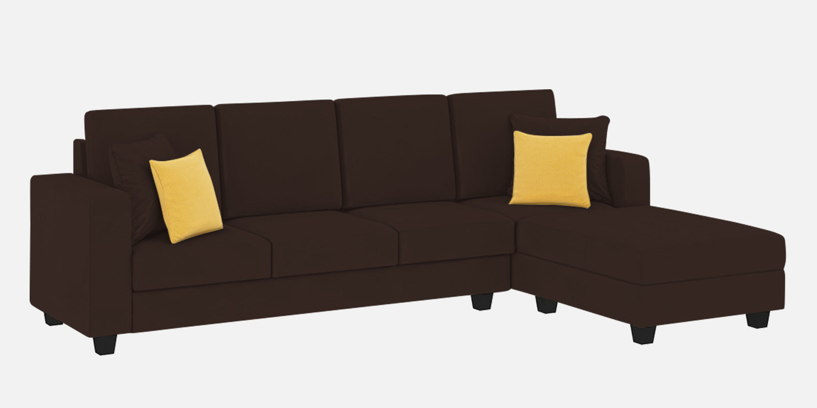 Nabi Fabric LHS Sectional Sofa (3+Lounger) In Coffee Brown Colour - Febonic Living