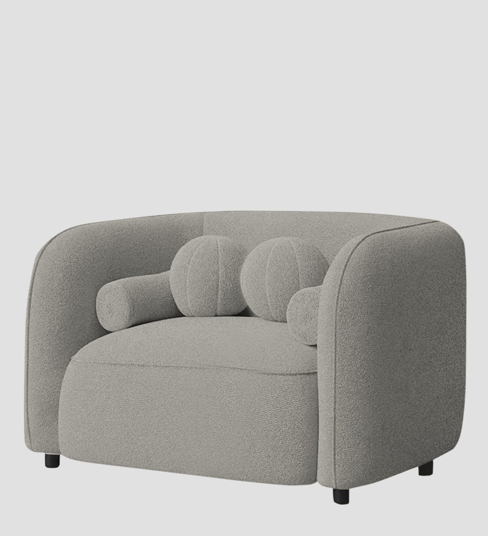 Corny Boucle Fabric 1 Seater Sofa In Fog Grey Colour - Febonic Living