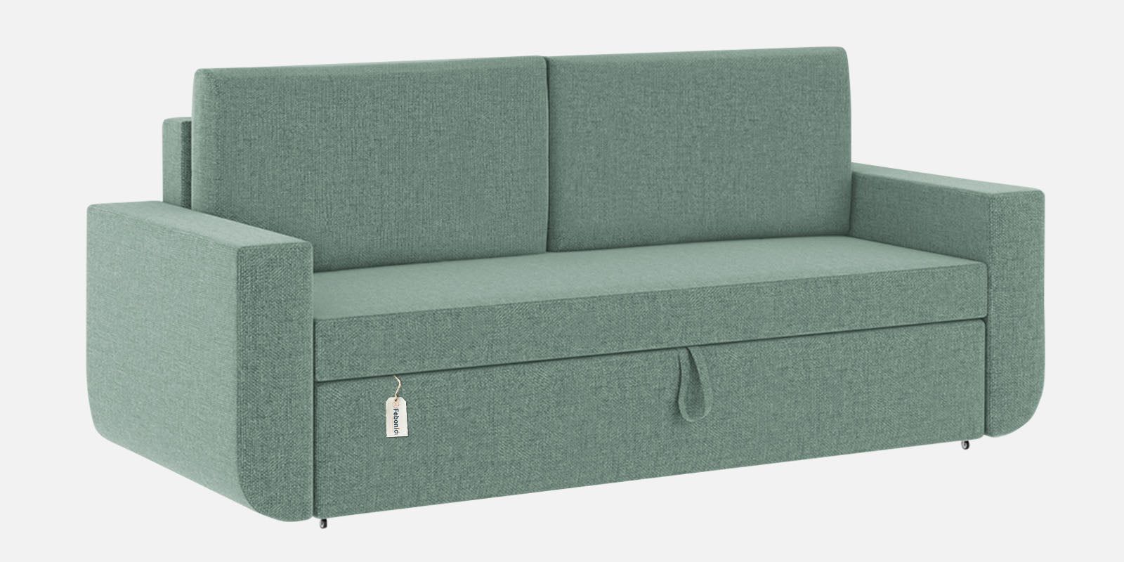 Grace Fabric 3 Seater Pull Out Sofa Cum Bed In Suka Blue Colour With Storage - Febonic Living