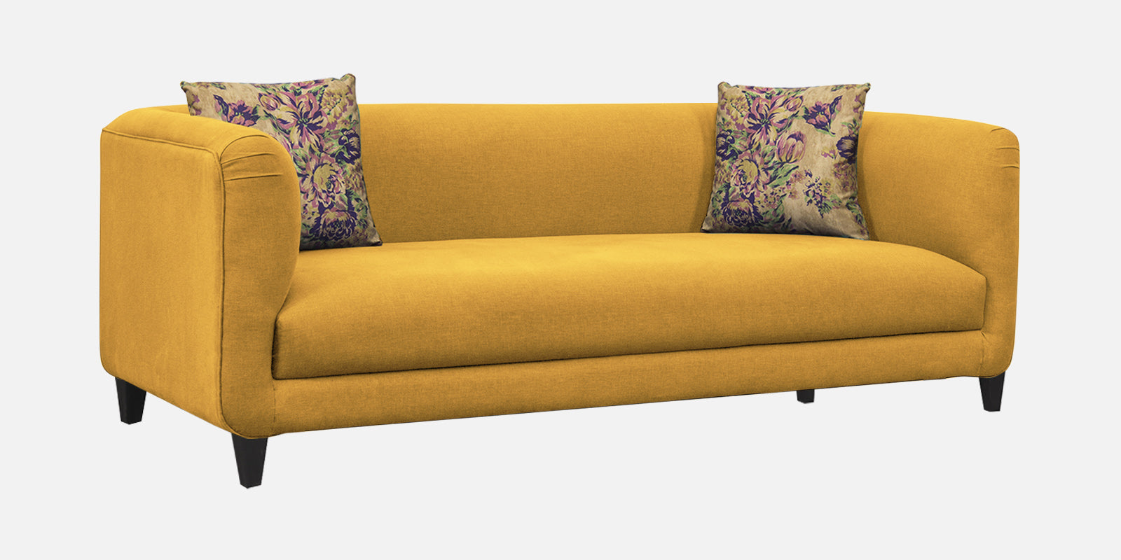Niki Fabric 3 Seater Sofa In Bold Yellow Colour - Febonic Living