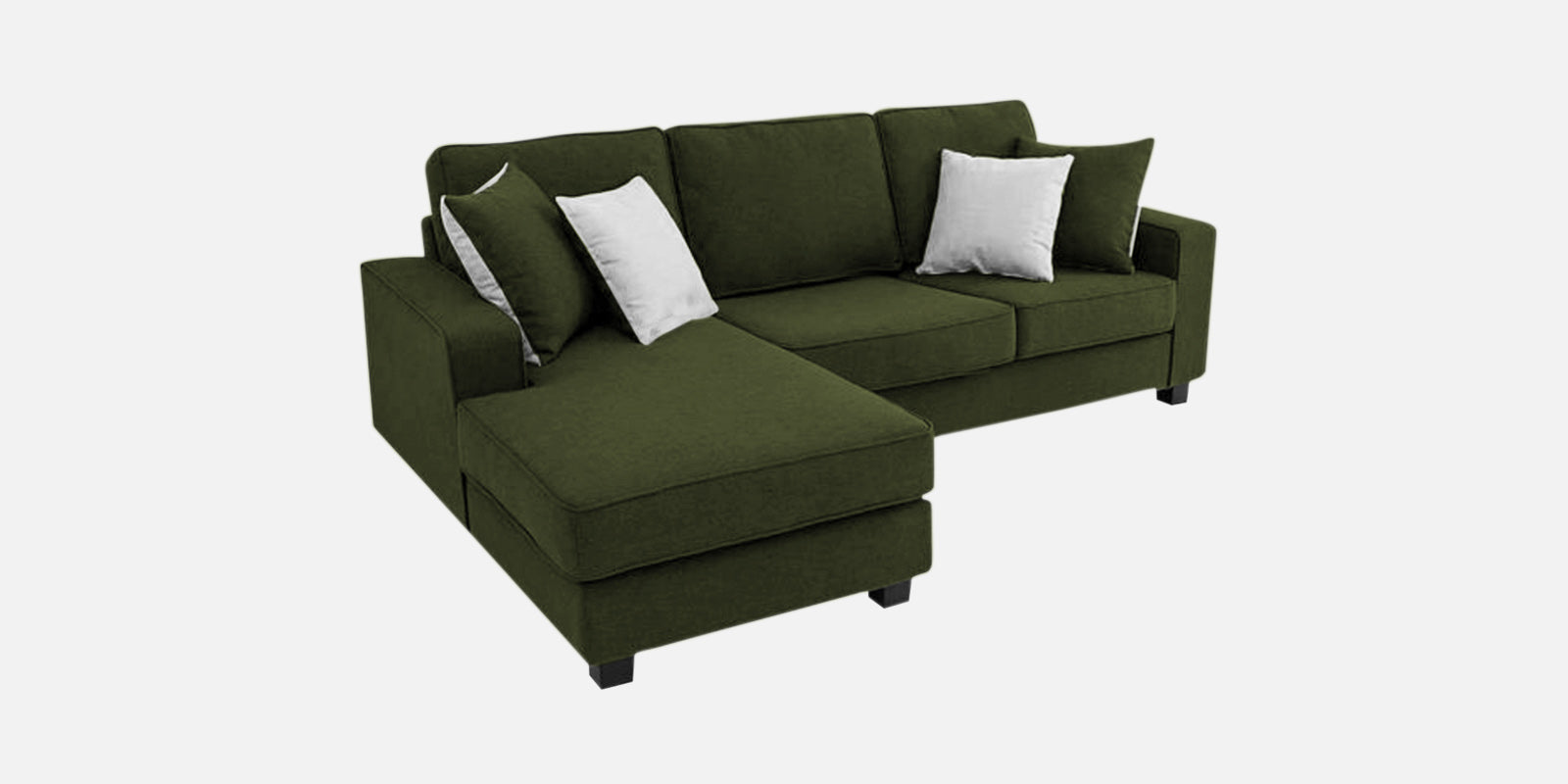 Ladybug Fabric RHS Sectional Sofa (2+Lounger) In Olive Green Colour - Febonic Living