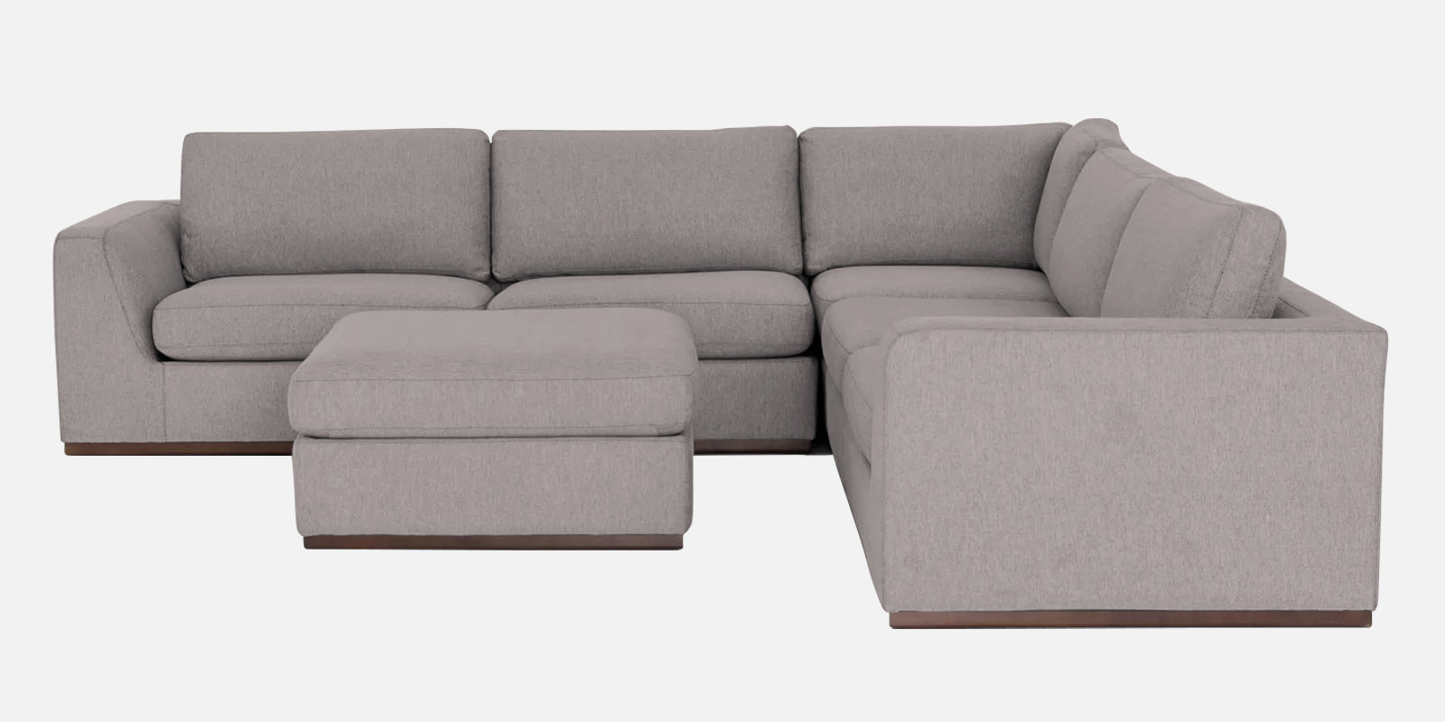 Freedom Velvet 6 Seater RHS Corner Sofa In Pearl Grey Colour With Ottoman - Febonic Living