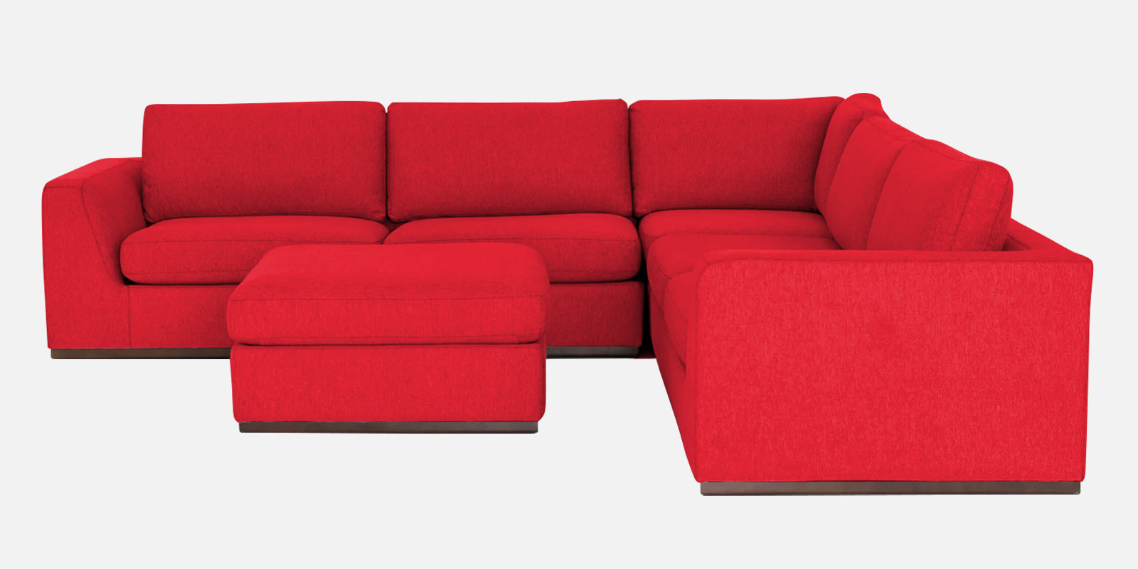 Freedom Velvet 6 Seater RHS Corner Sofa In Ox Blood Maroon Colour With Ottoman - Febonic Living