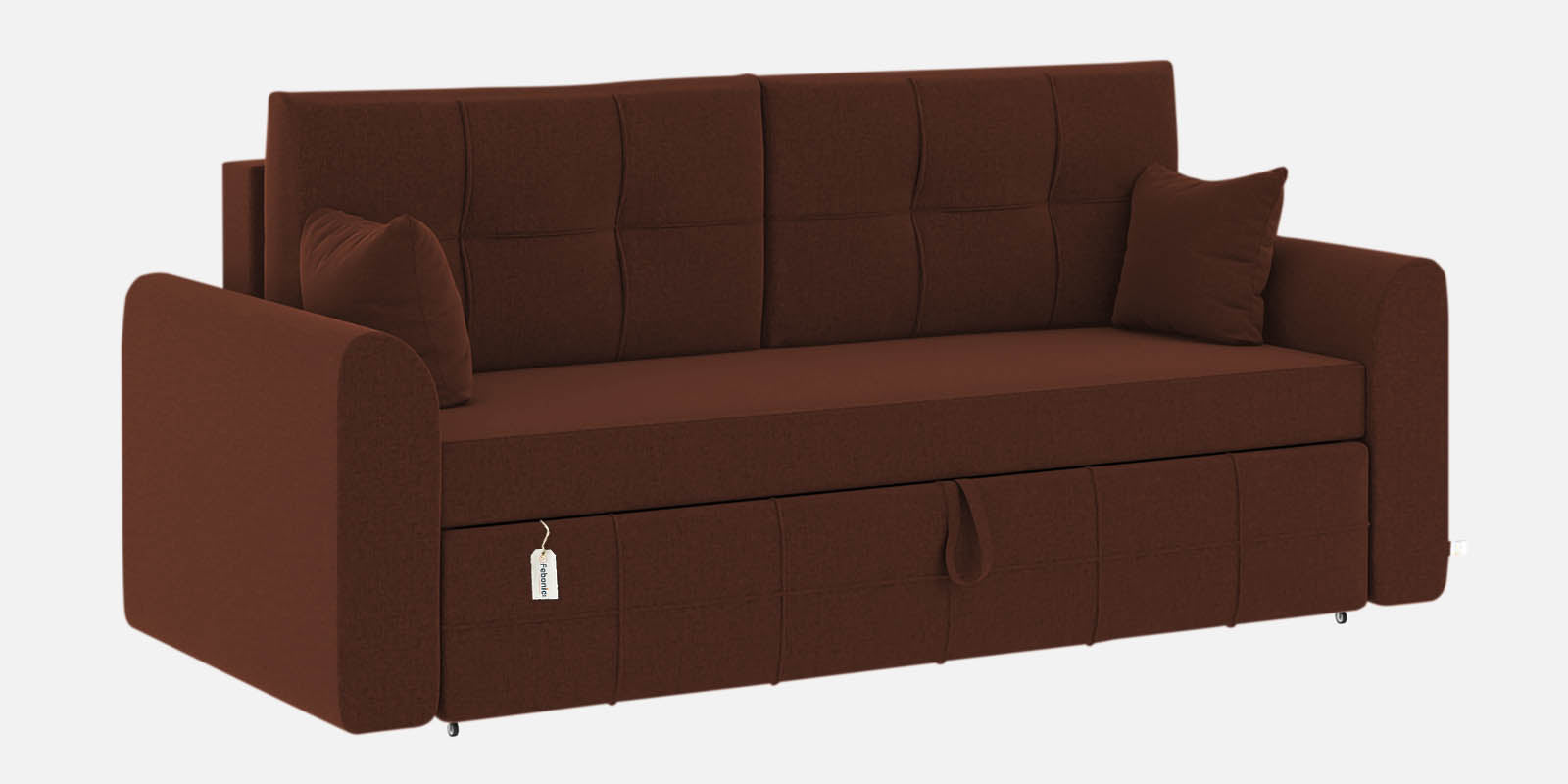 Ines Velvet 3 Seater Pull Out Sofa Cum Bed In Coffee Brown Colour With Storage - Febonic Living