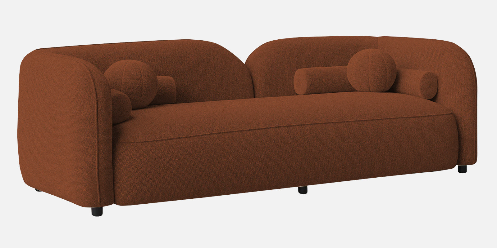 Corny Boucle Fabric 3 Seater Sofa In Rust Orange Colour - Febonic Living
