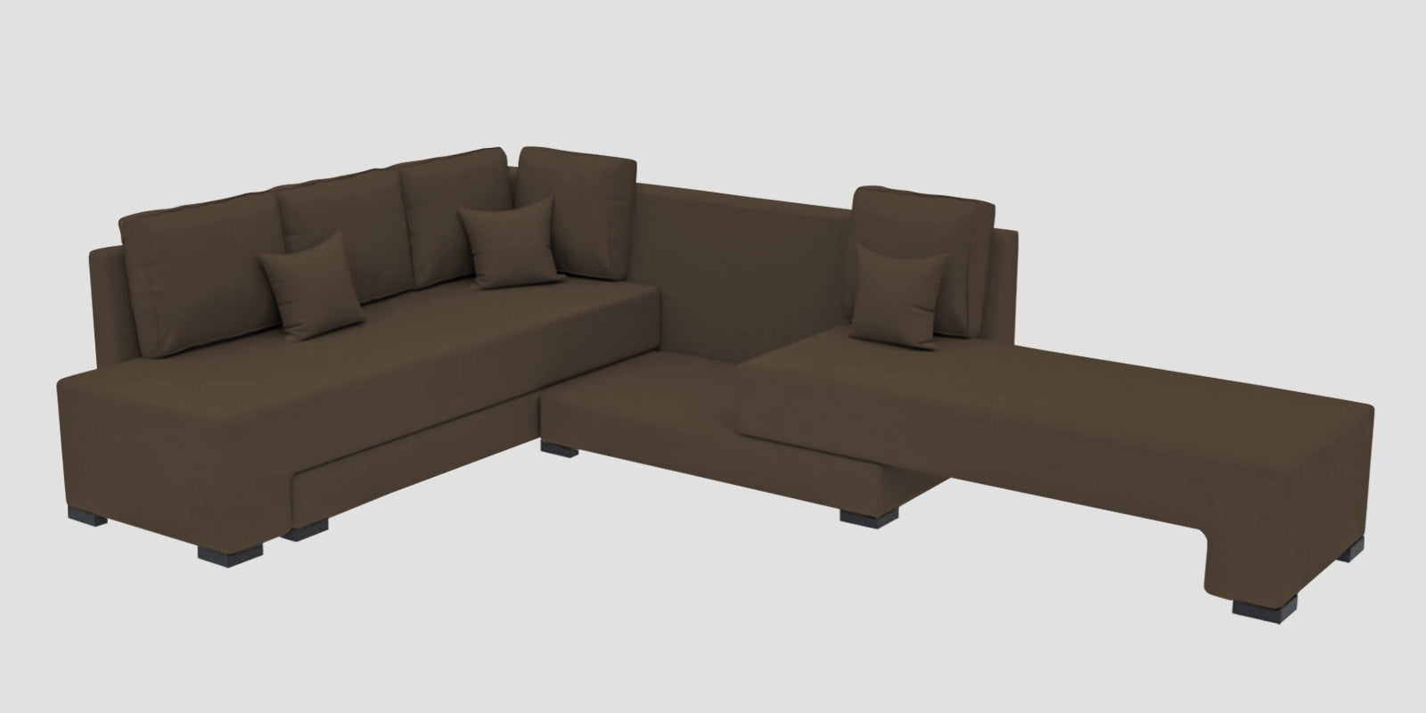 Corby Velvet LHS 6 Seater Convertible Sofa Cum Bed In Shade Brown Colour - Febonic Living