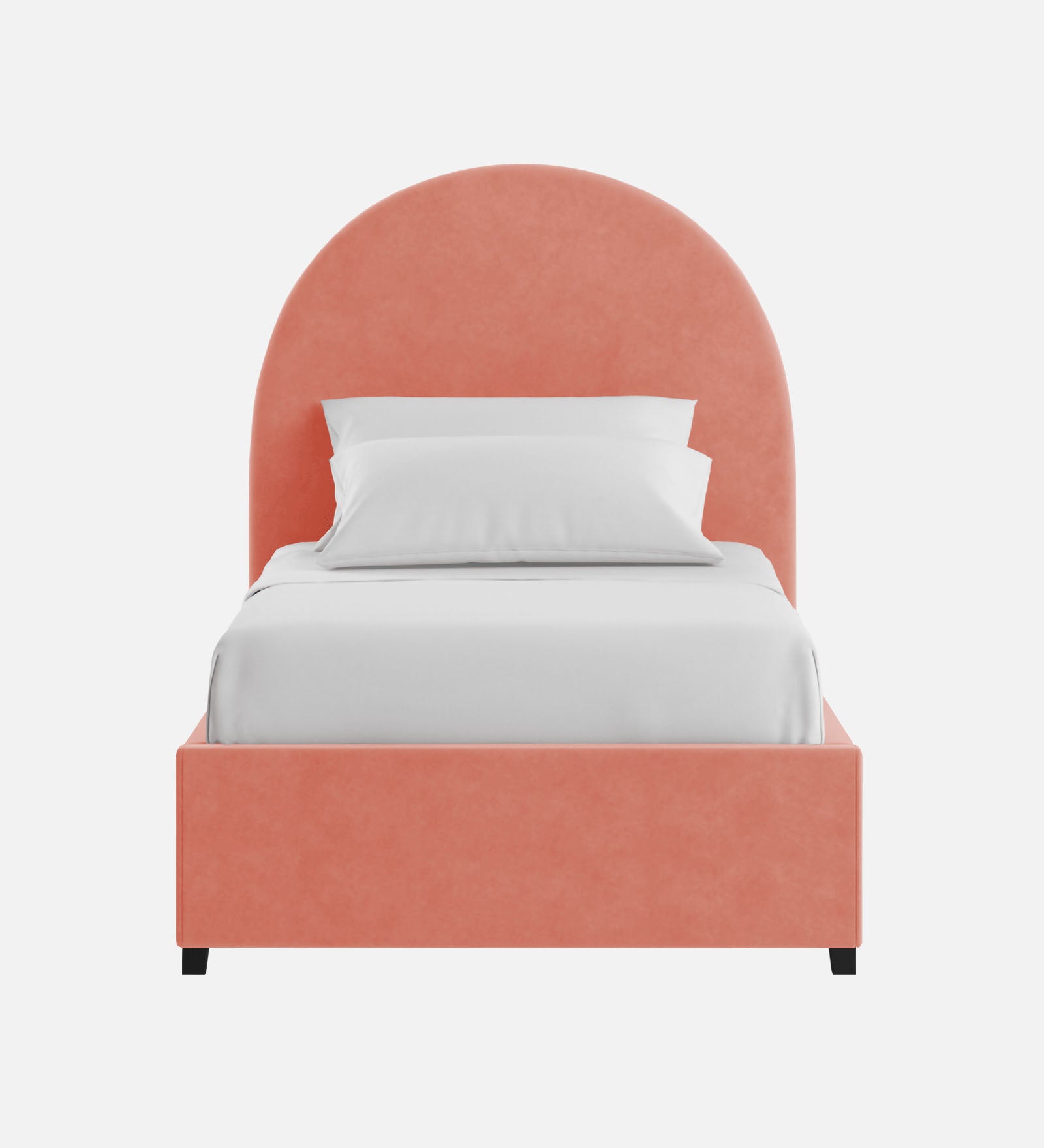 Maro Velvet Upholstered Single Size Bed In Blush Pink Colour - Febonic Living