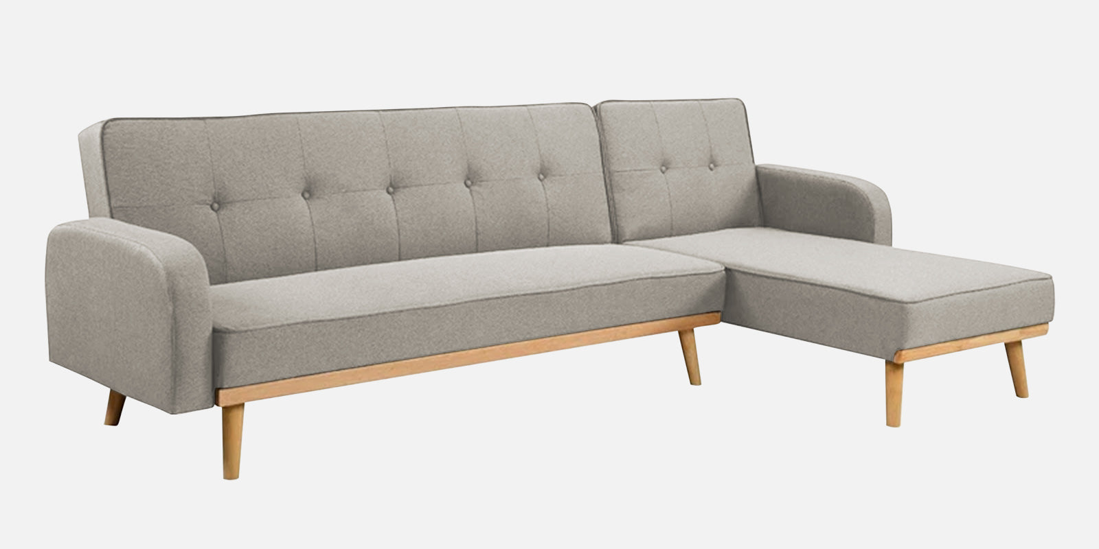 Zuno Fabric RHS Convertible Sofa Cum Bed In Ash Grey Colour - Febonic Living