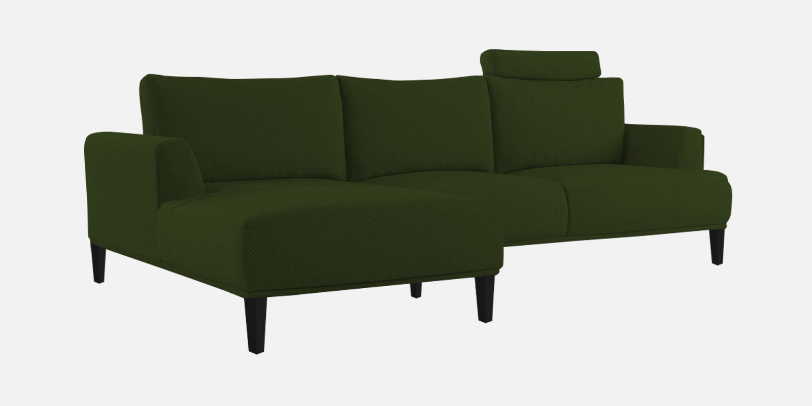 Como Fabric LHS Sectional Sofa (3+Lounger) In Olive Green Colour - Febonic Living