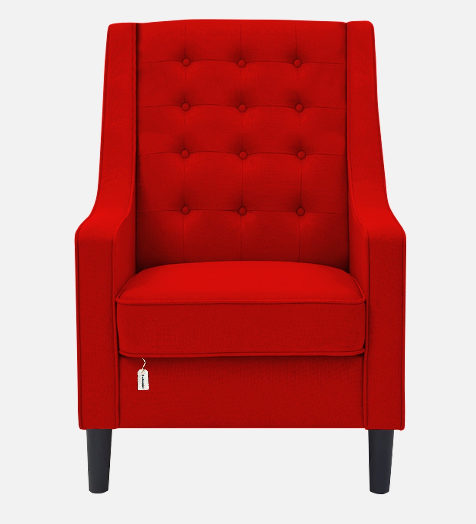 Sona Fabric Barrel Chair With Ottoman In Ruby Red Colour - Febonic Living
