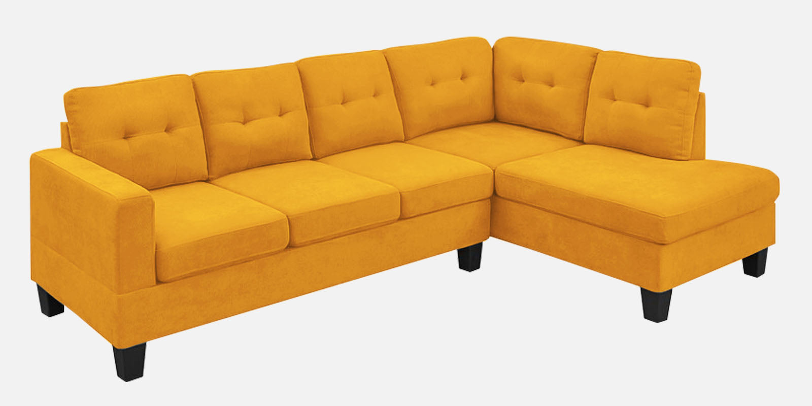 Thomas Fabric LHS Sectional Sofa (3+Lounger) In Bold Yellow Colour - Febonic Living