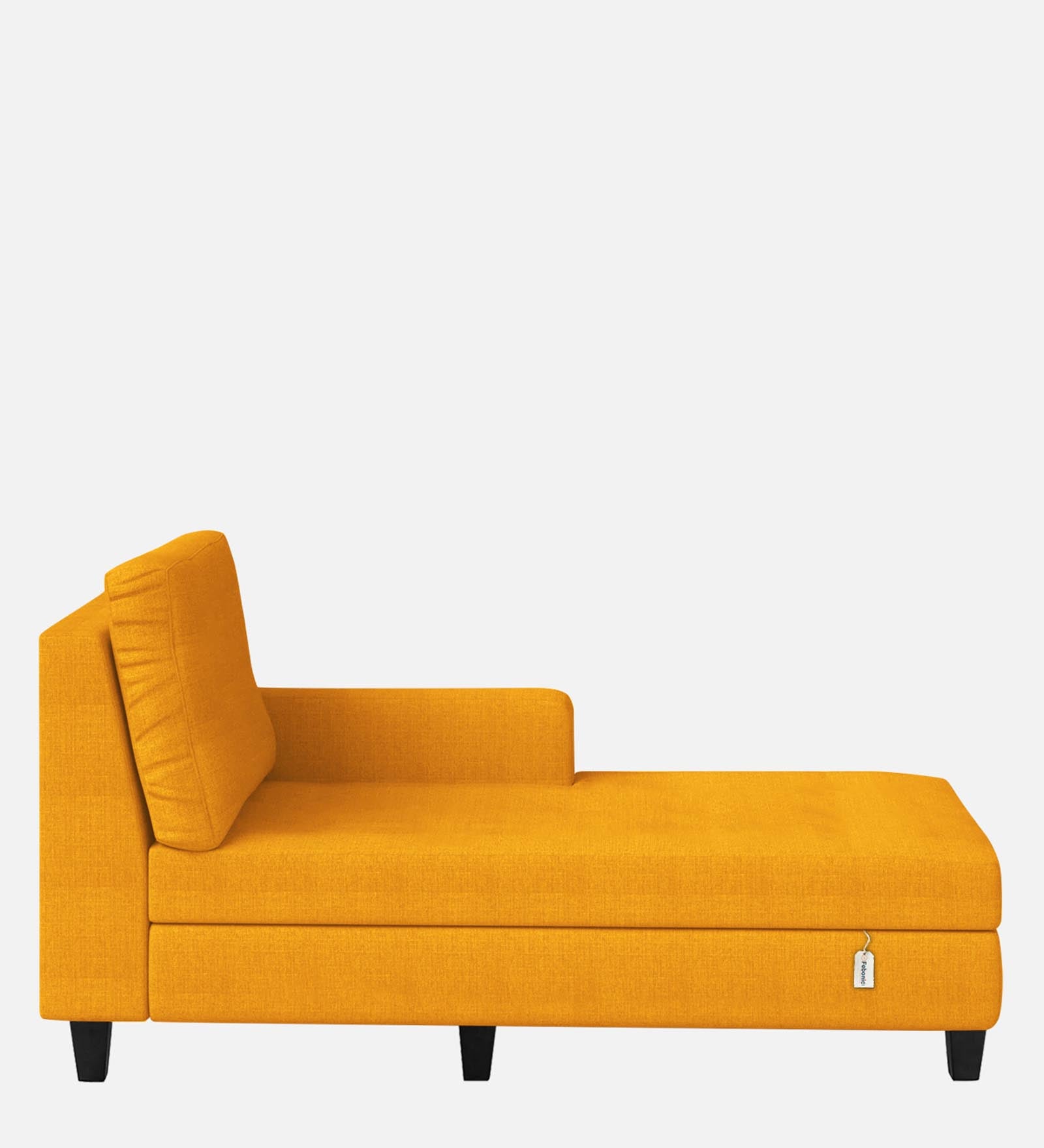 Royee Fabric RHS Chaise Lounger In Bold Yellow Colour With Storage - Febonic Living
