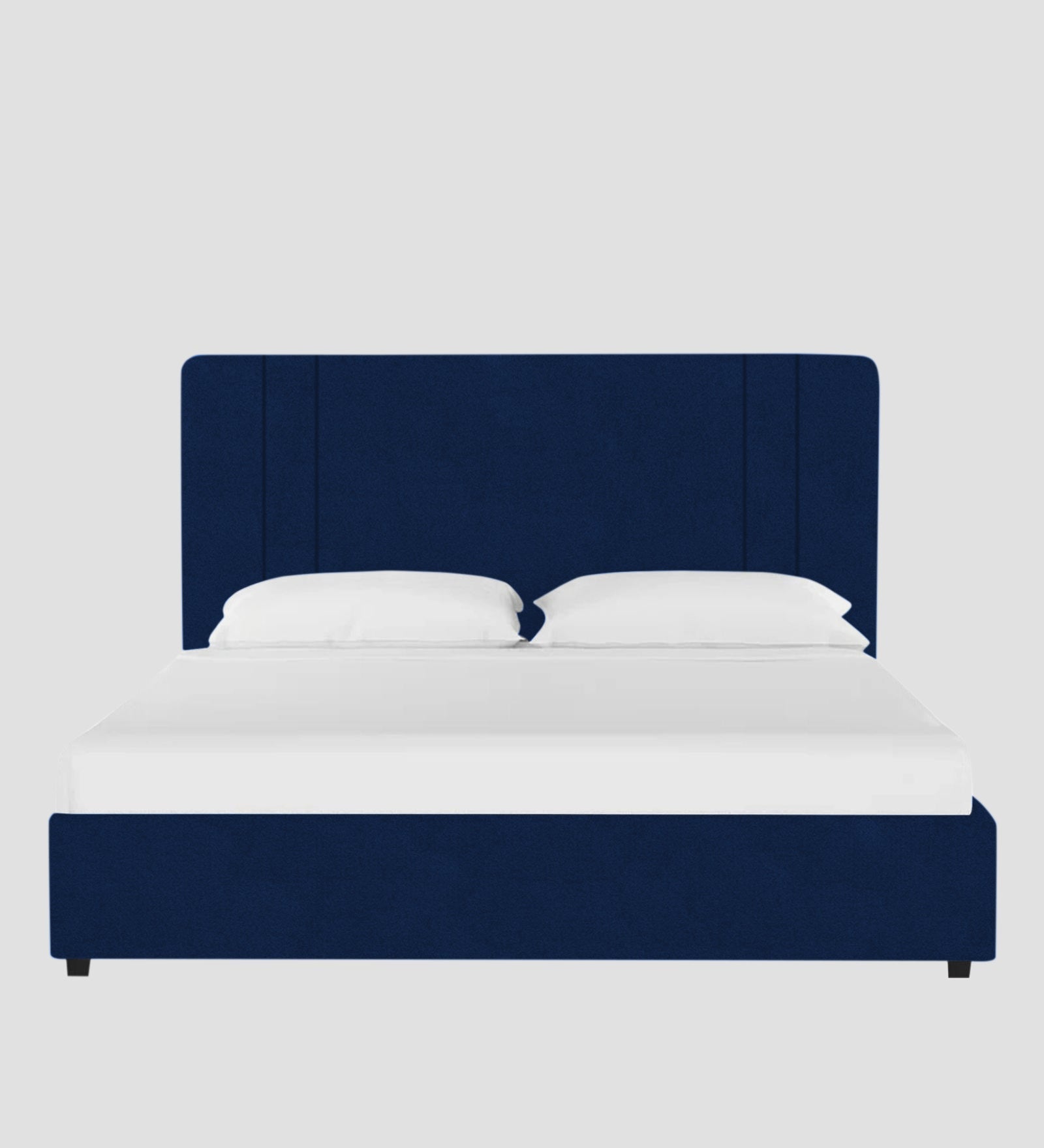 Asyra Velvet Queen Size Bed in Imperial Blue Colour With Box Storage - Febonic Living