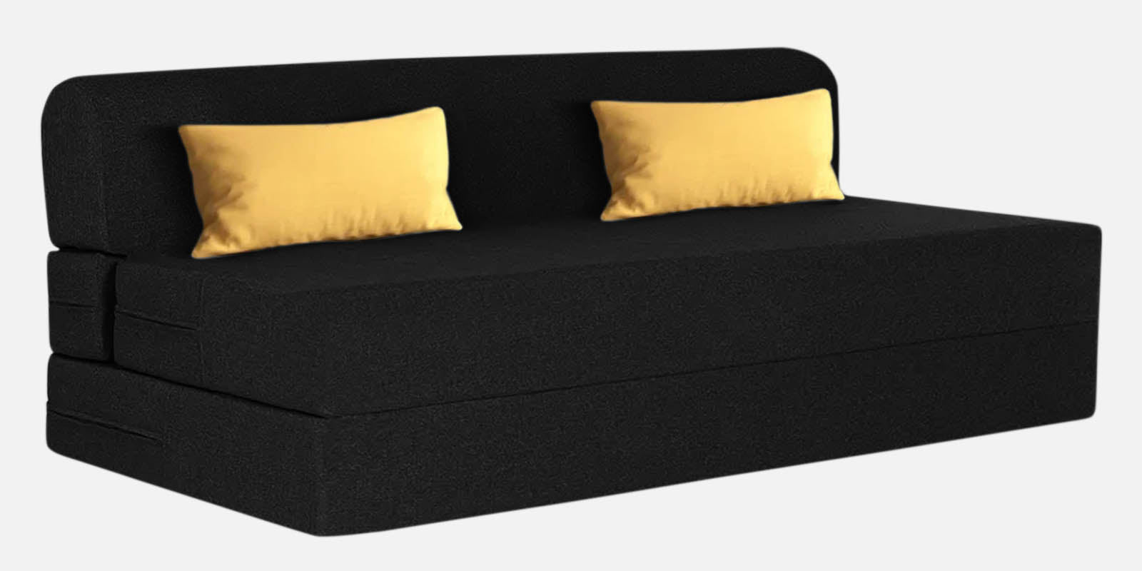 Fleepy Fabric 3 Seater Foldable Sofa Cum Bed In Zed Black Colour - Febonic Living