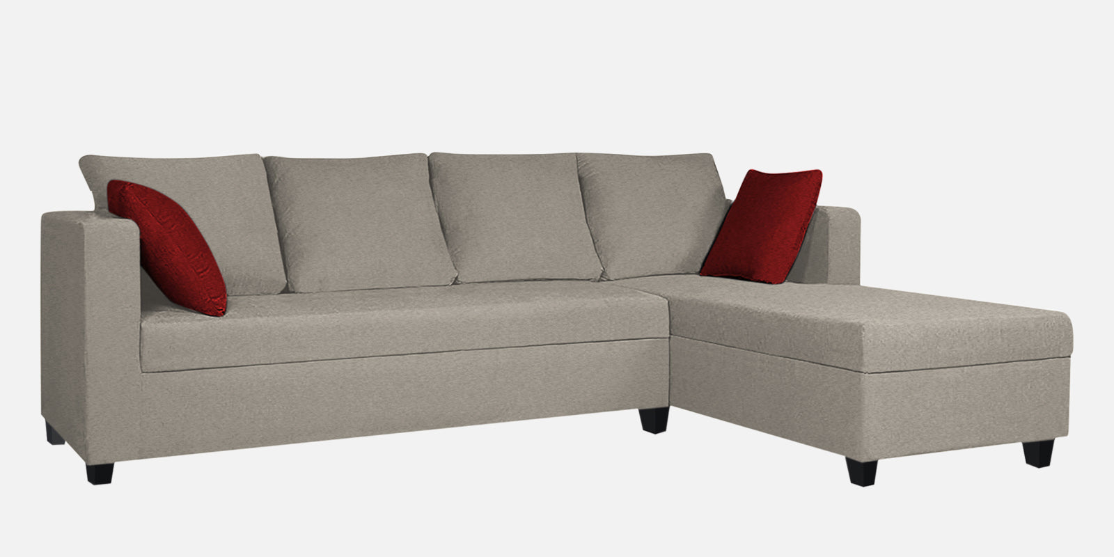 Nebula Fabric LHS Sectional Sofa (3+Lounger) In Ash Grey Colour - Febonic Living