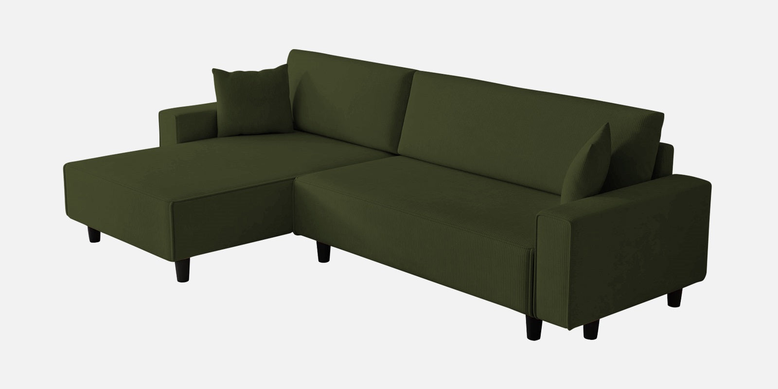 Peach Fabric LHS 6 Seater Sofa Cum Bed With Storage In Olive Green Colour - Febonic Living