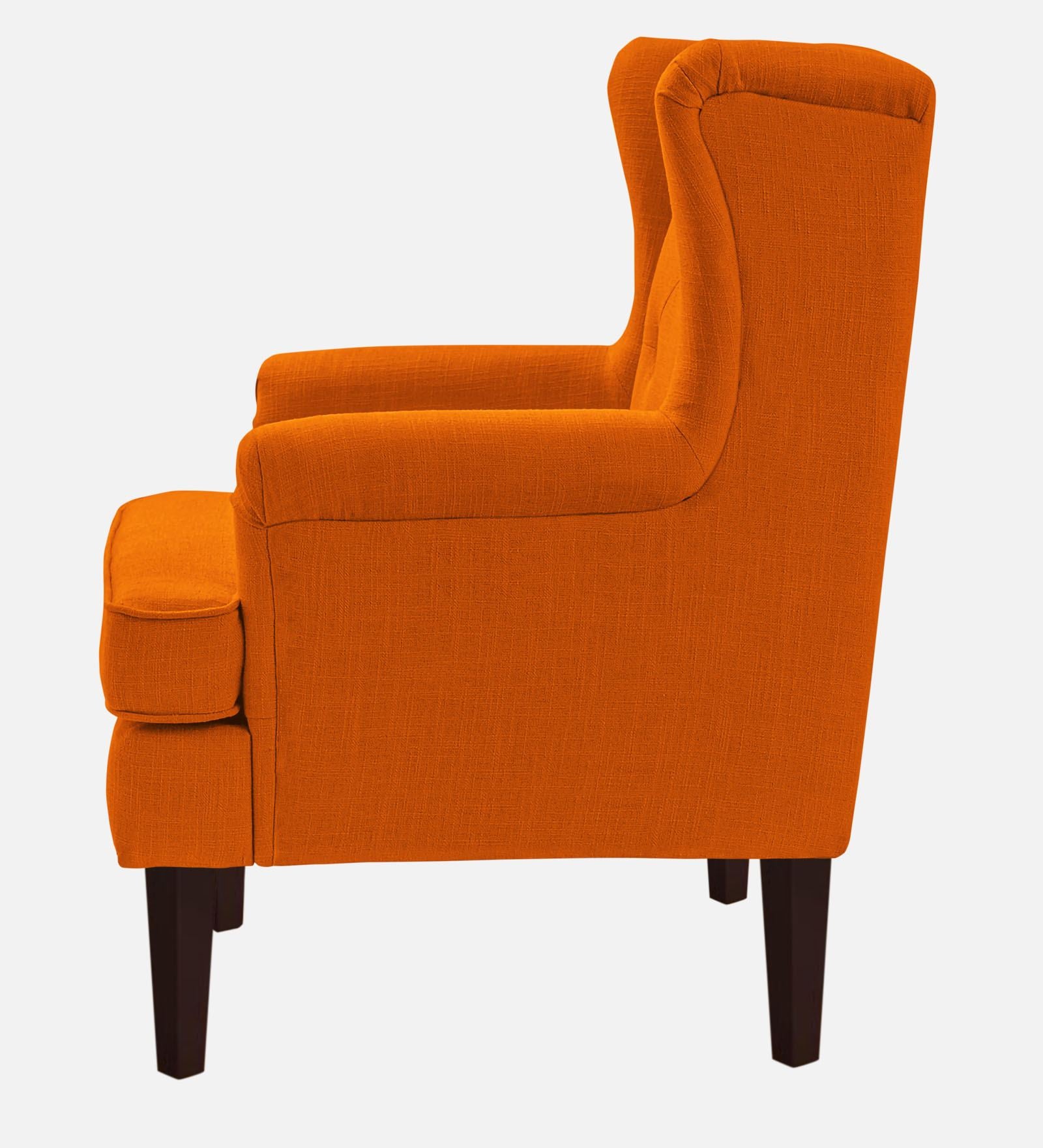 Deyuk Fabric Wing Chair In Vivid Orange Colour - Febonic Living