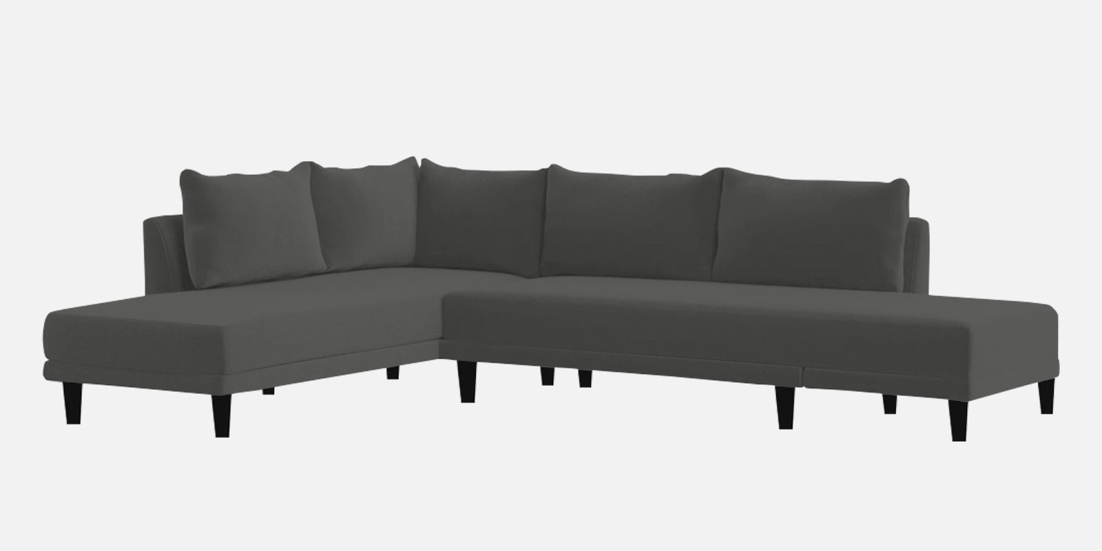Ira Fabric RHS 6 Seater Convertible Sofa Cum Bed In Charcoal Grey Colour - Febonic Living