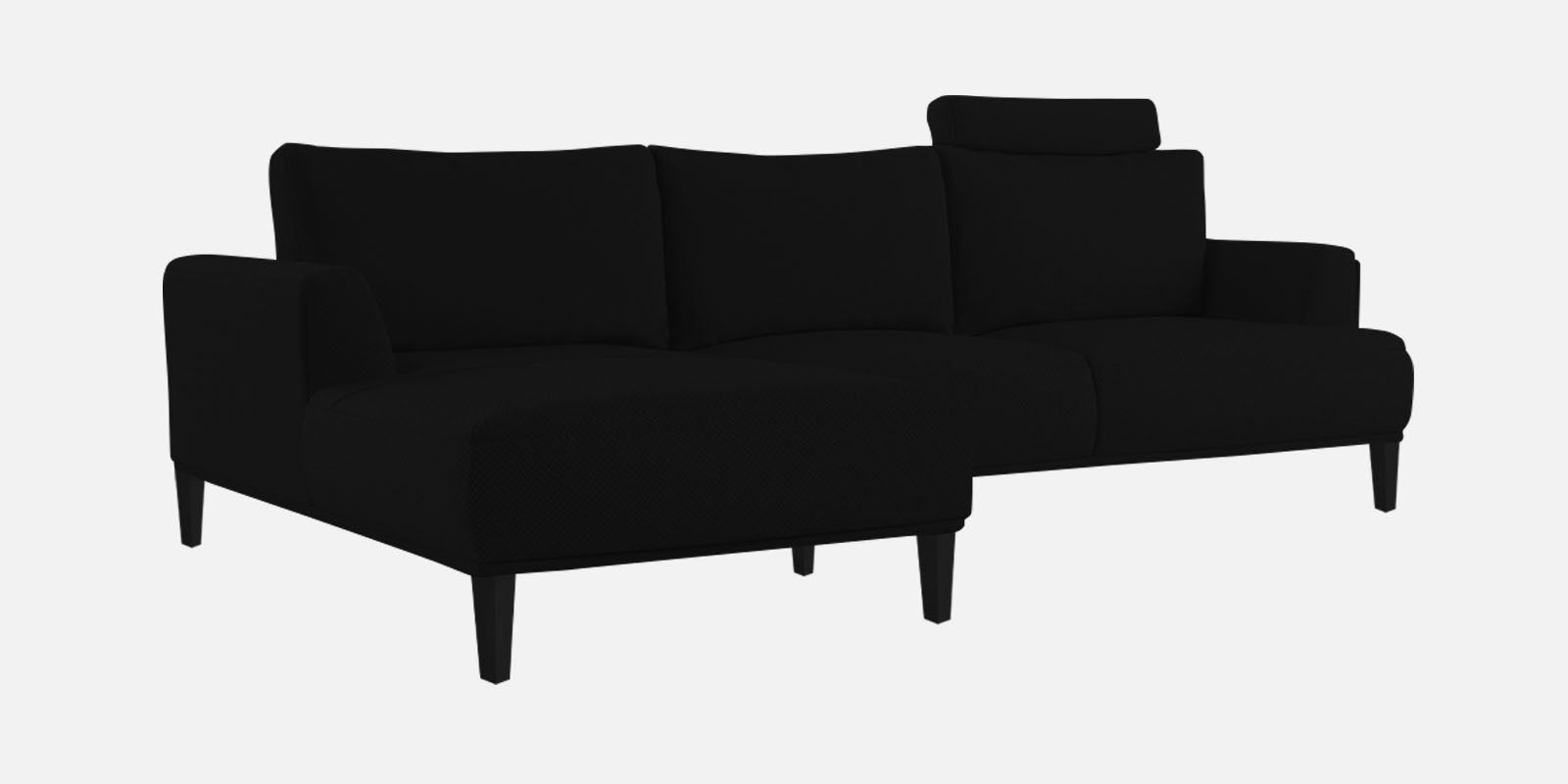 Como Fabric LHS Sectional Sofa (3+Lounger) In Zed Black Colour - Febonic Living