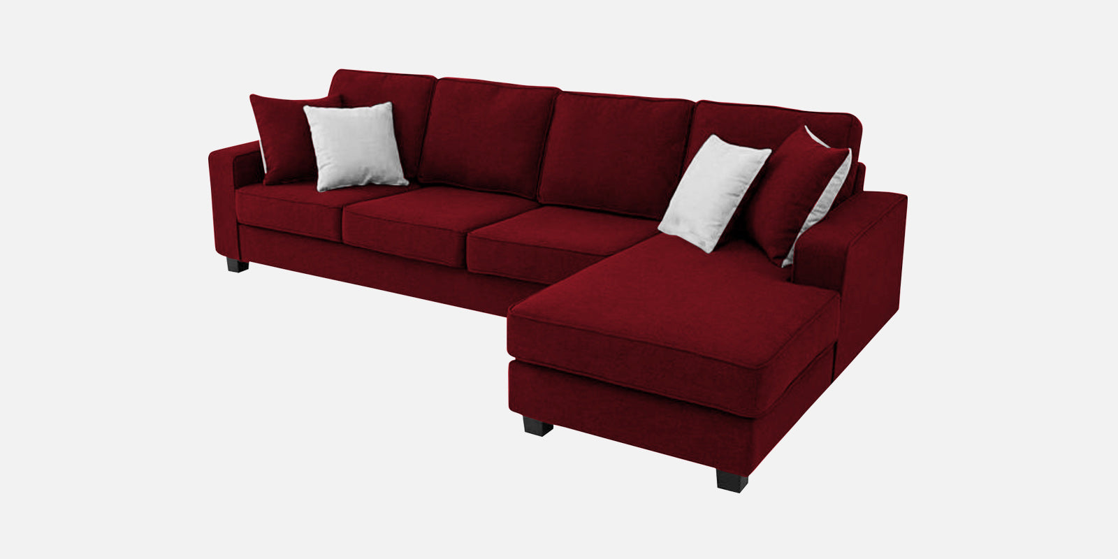 Ladybug Fabric LHS Sectional Sofa (3+Lounger) In Ruby Red Colour - Febonic Living