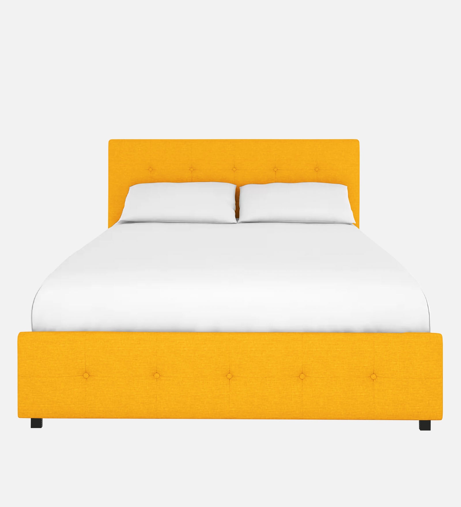 Lido Fabric Queen Size Bed In Bold Yellow Colour With Drawer Storage - Febonic Living